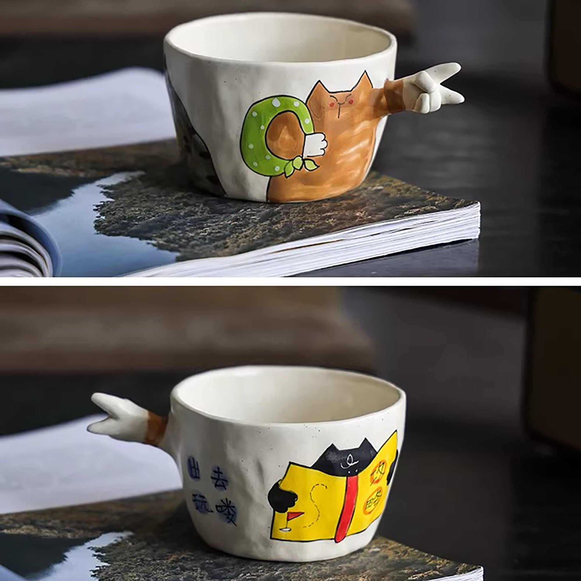 Mug créatif chat peint à la main