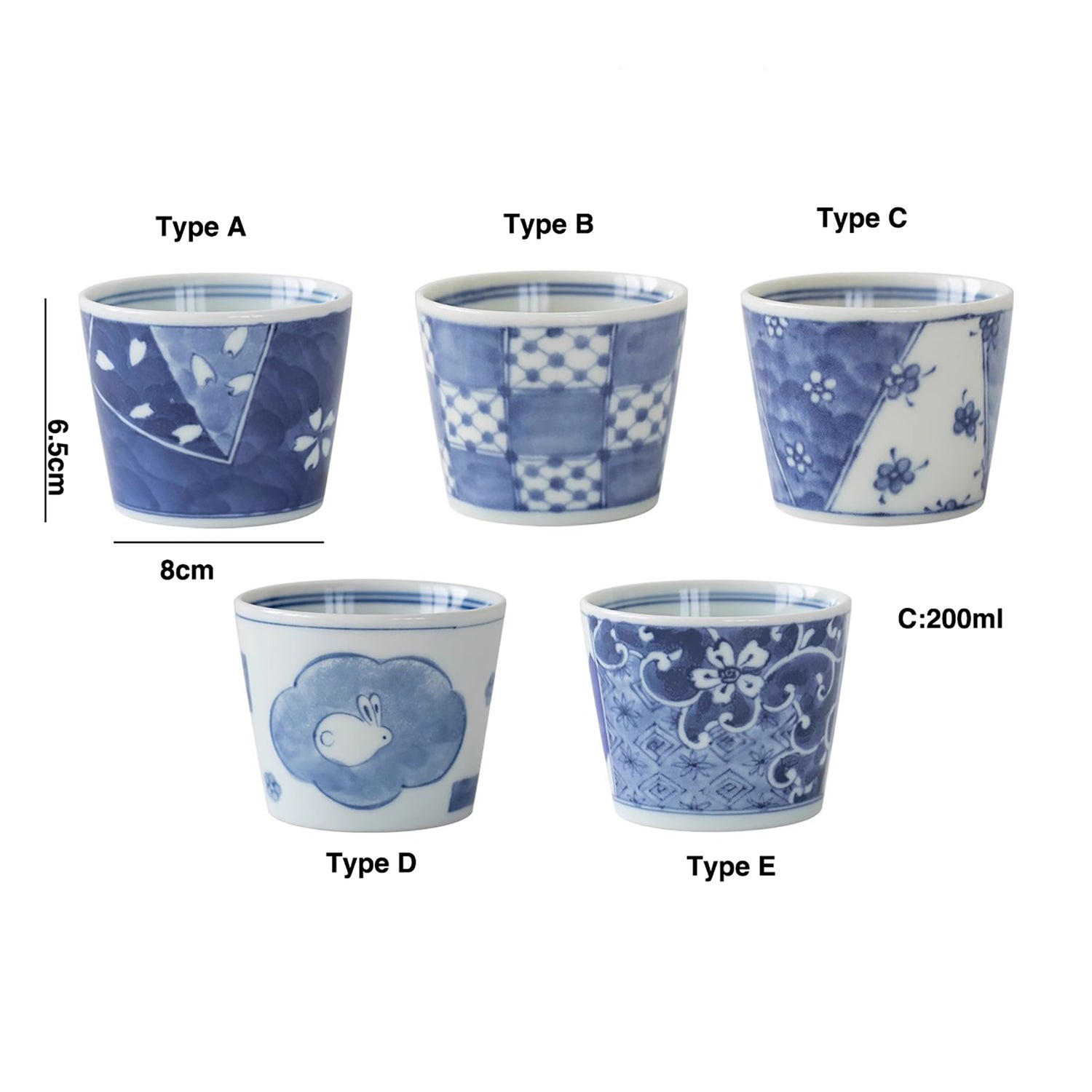 Tasse Choko en céramique Minoyaki avec motif bleu traditionnel