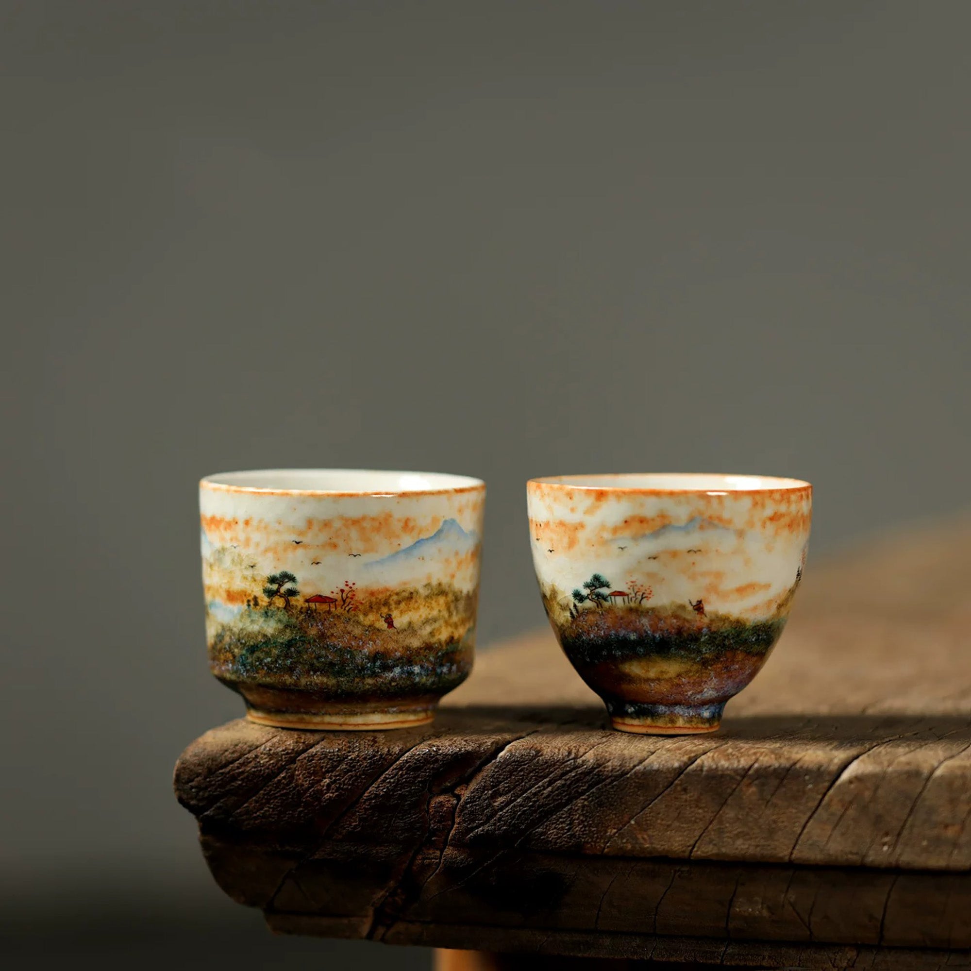 Tasse maître en porcelaine Jingdezhen décor feu nuage peinte à la main