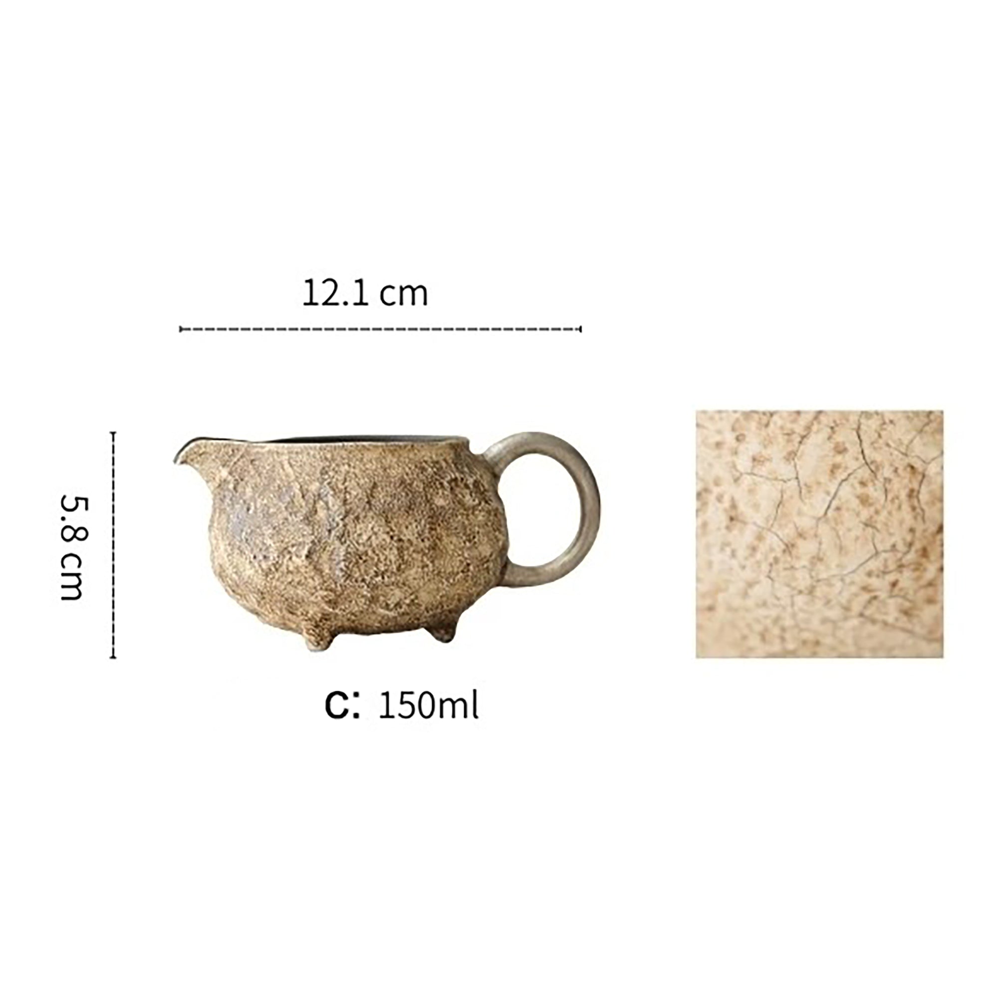 Tasse à partager Kohiki effet pierre à trois pieds avec anse argentée