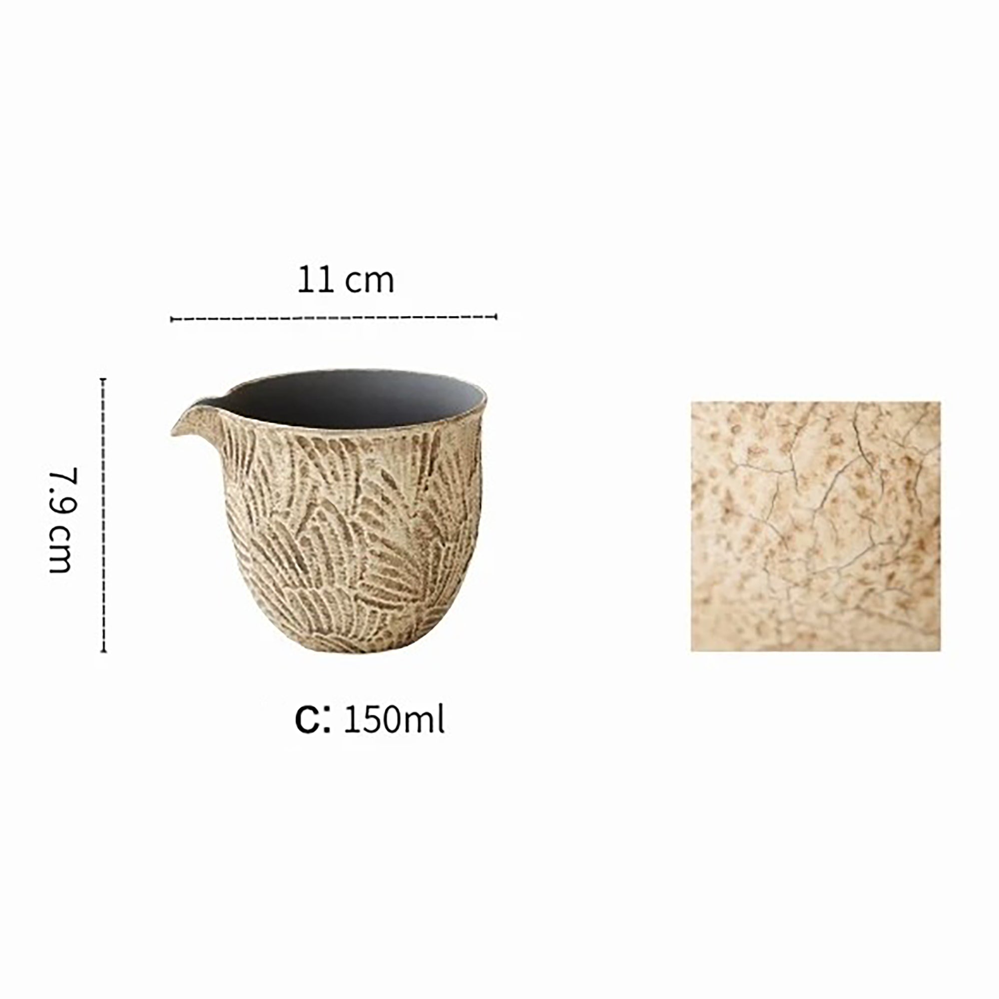 Tasse à partager effet pierre Kohiki à motif plume sculpté main