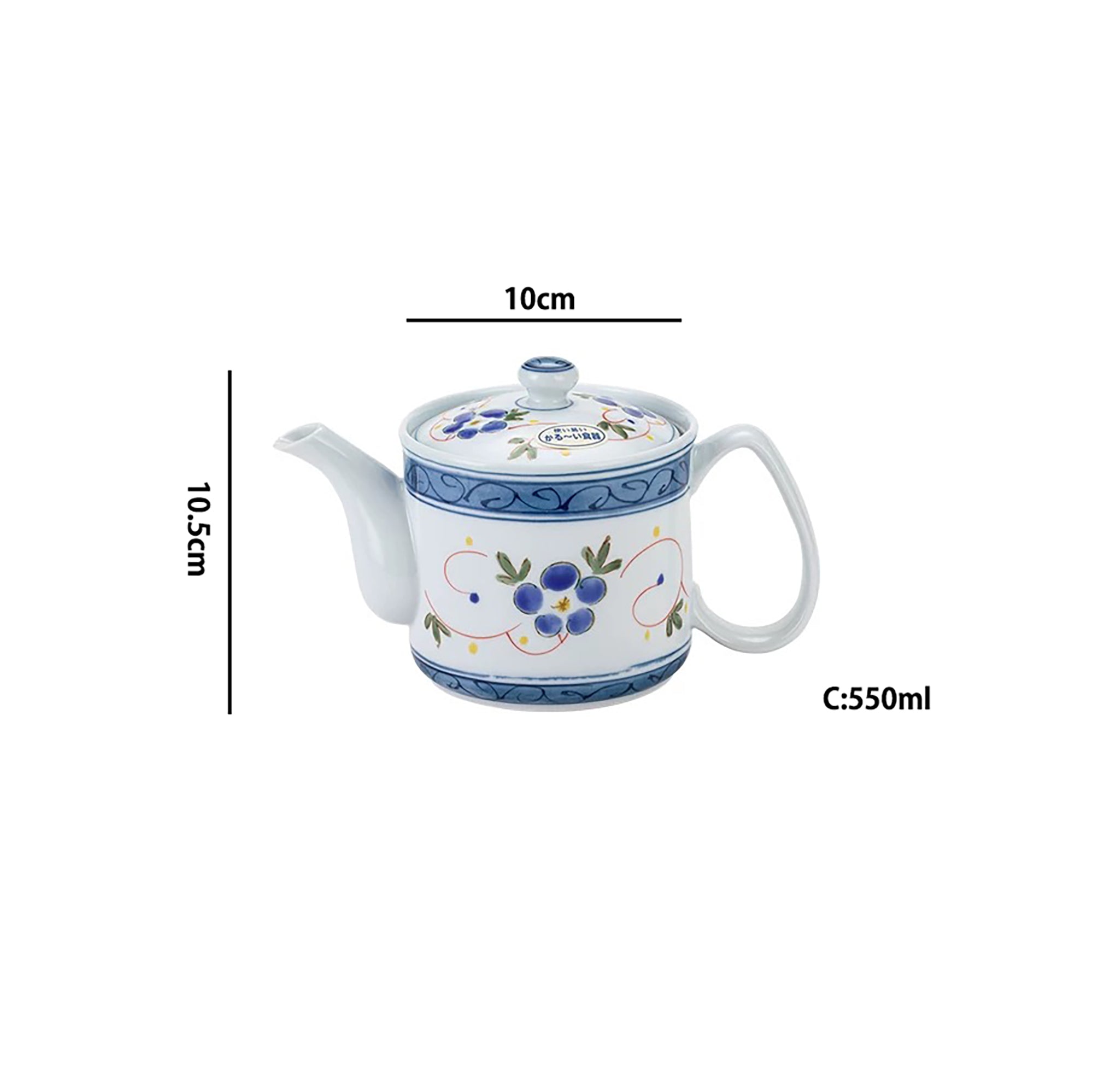 Théière en porcelaine Mino-yaki Issei Tōen décor fleurs bleues