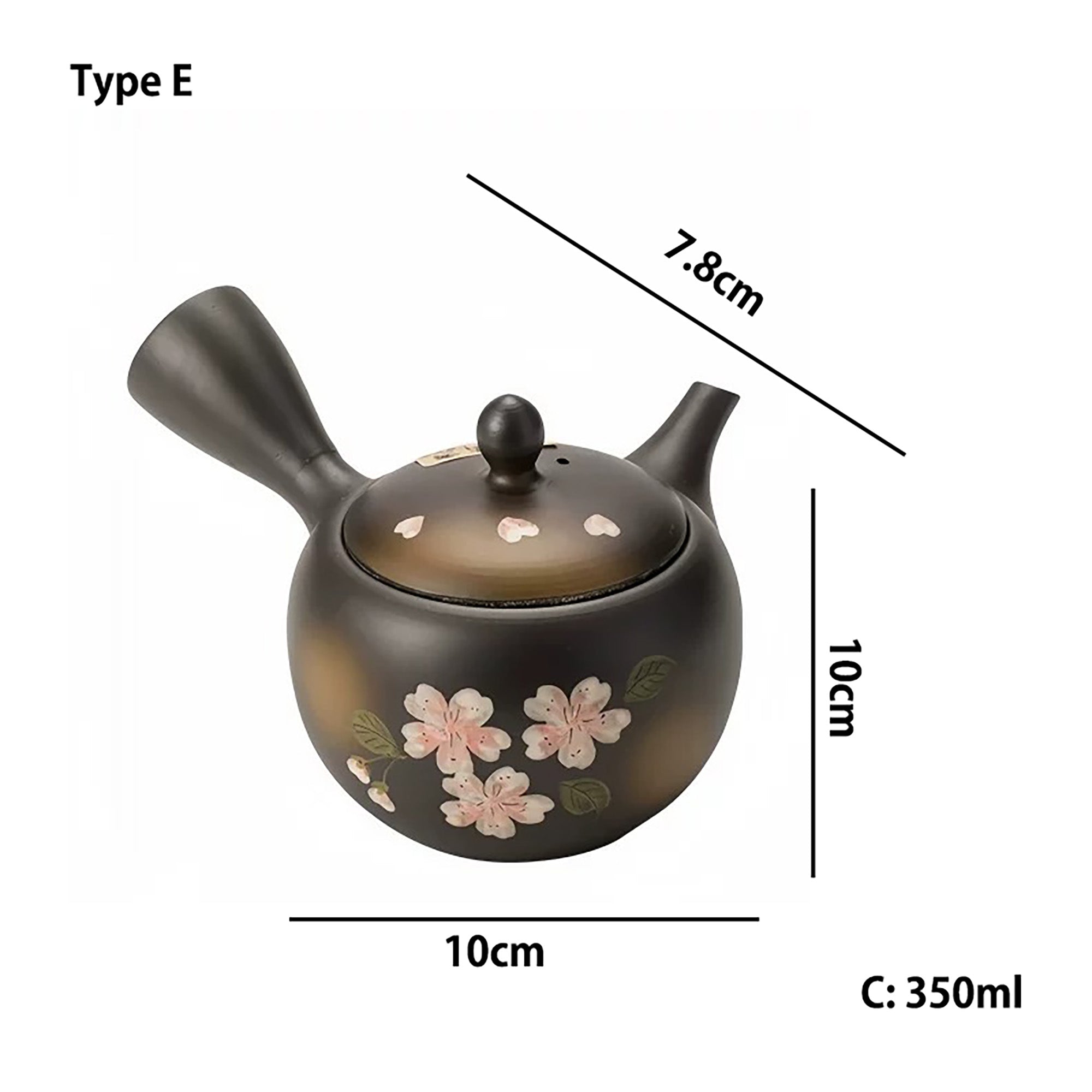 Théière kyusu latérale Tokoname-yaki décor sakura