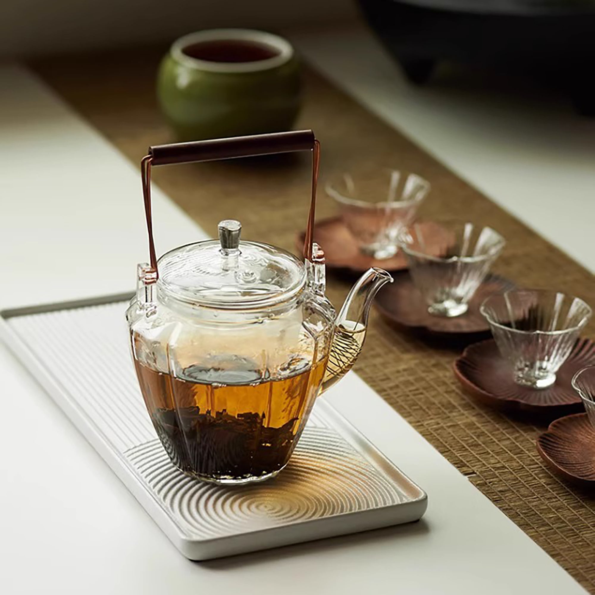 Théière en verre borosilicate avec forme fleur de prunier