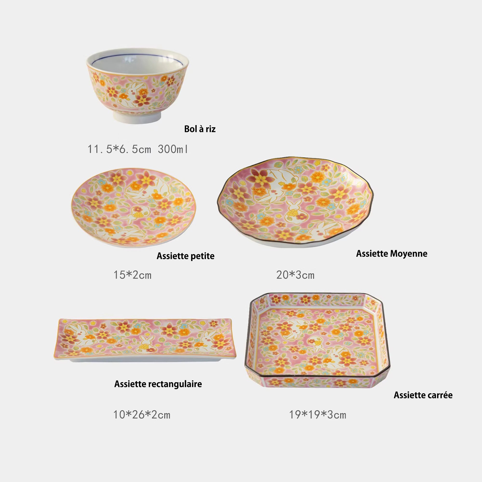 Vaisselle Kutani-yaki motif lapin