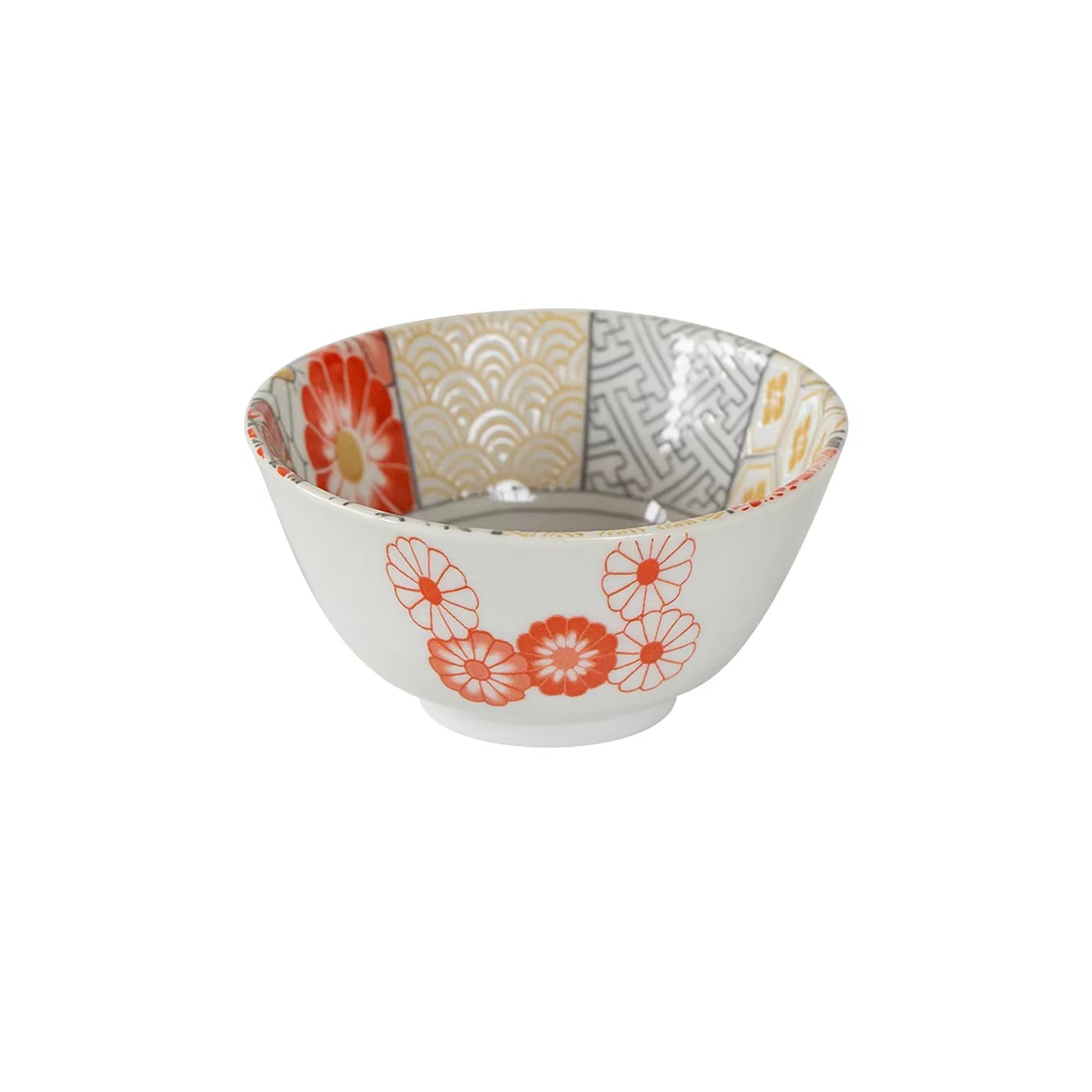 Vaisselle Minoyaki motif chrysanthème et vagues porte-bonheur