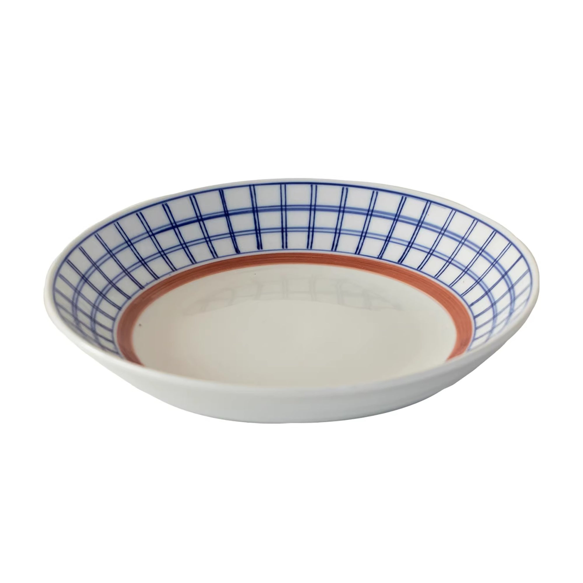 Vaisselle Minoyaki motif arbres et carreaux peinte à la main