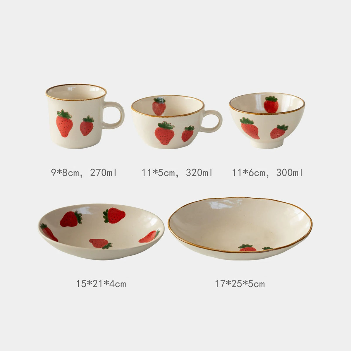 Vaisselle Mino-yaki en céramique à motifs de fraises