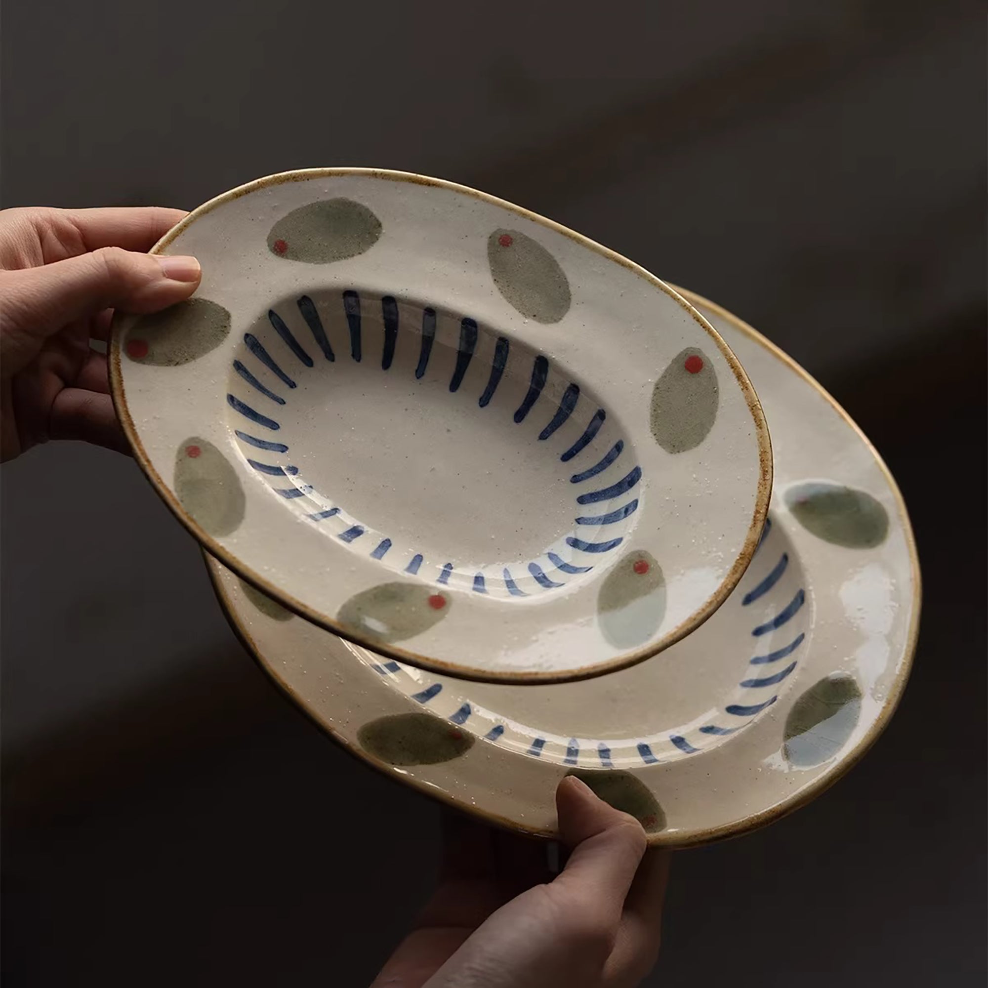 Assiette Minoyaki style champêtre rétro