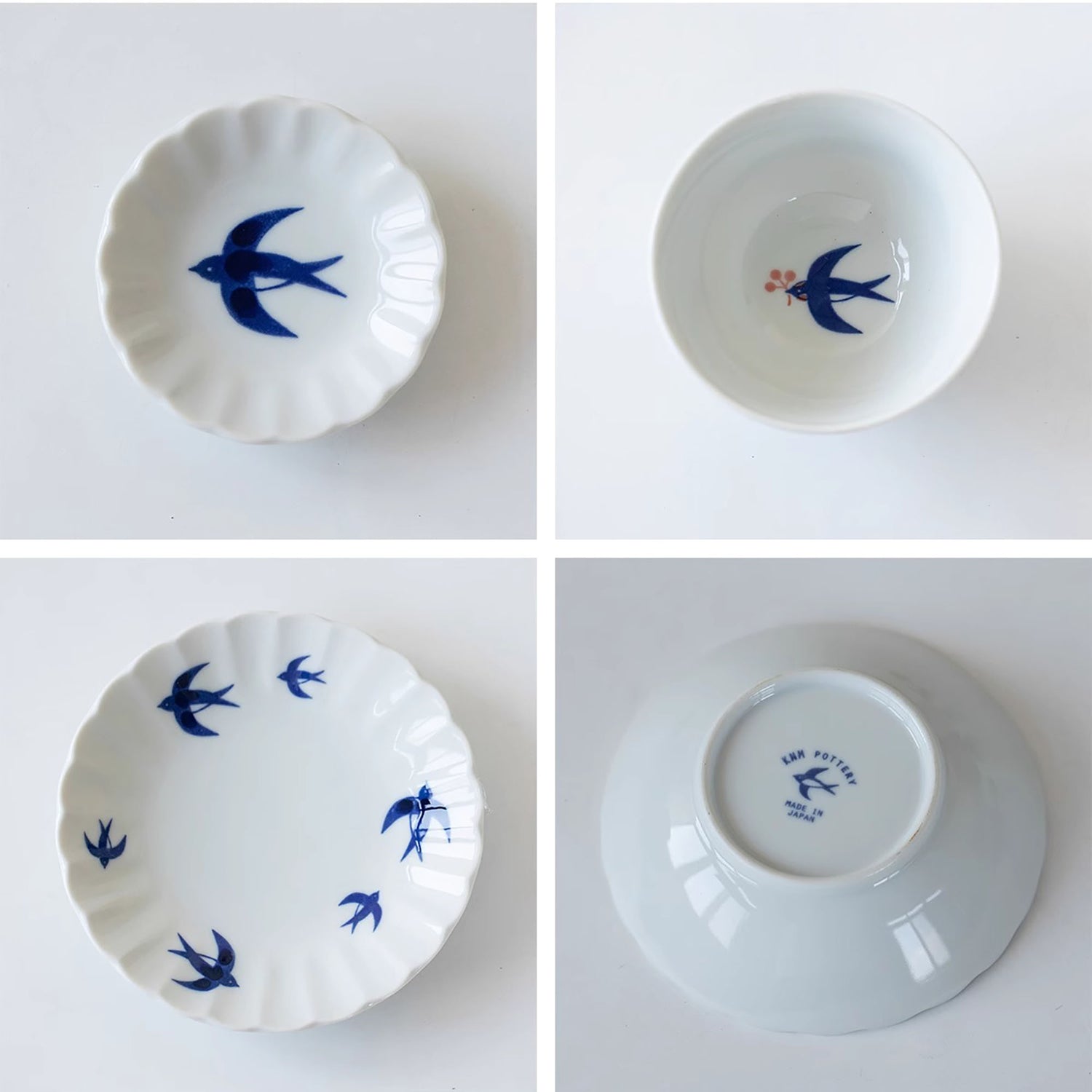 Vaisselle en céramique Mino-yaki avec Motif d’hirondelle
