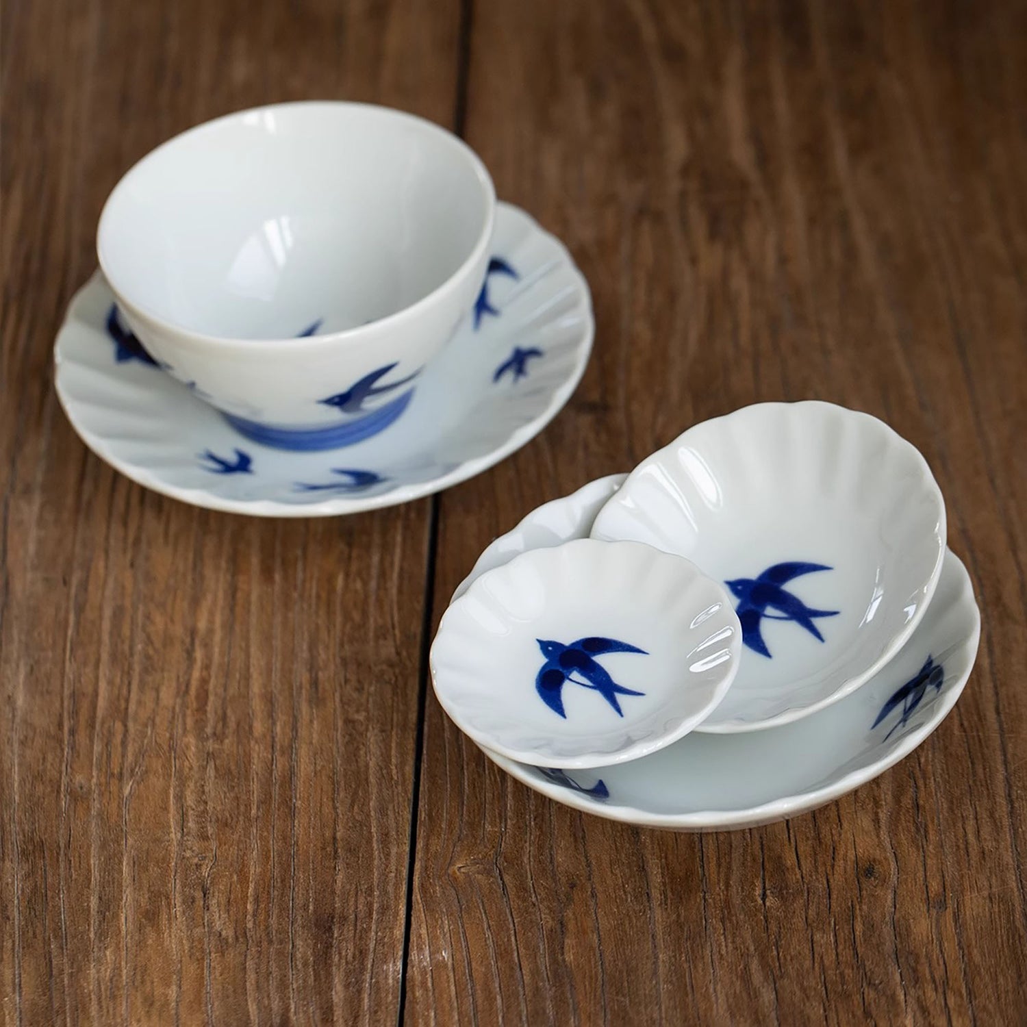 Vaisselle en céramique Mino-yaki avec Motif d’hirondelle