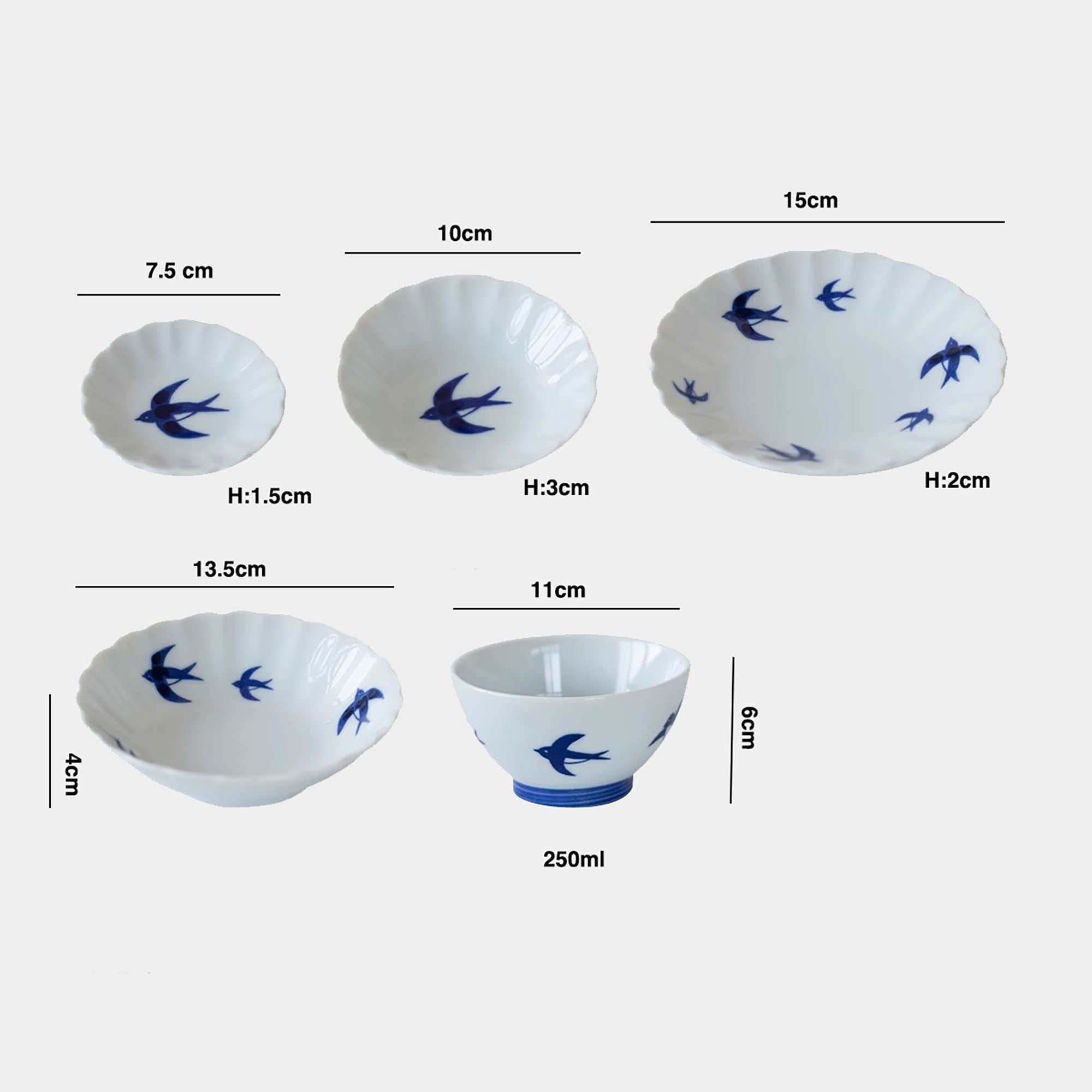 Vaisselle en céramique Mino-yaki avec Motif d’hirondelle