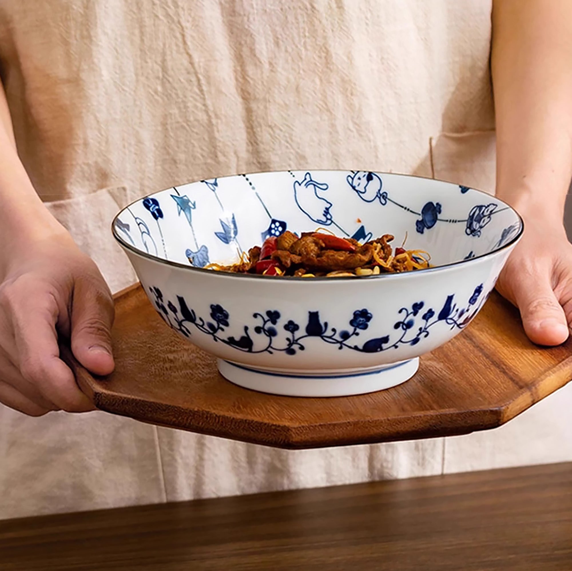 Service de vaisselle Minoyaki avec bonheur en guirlande