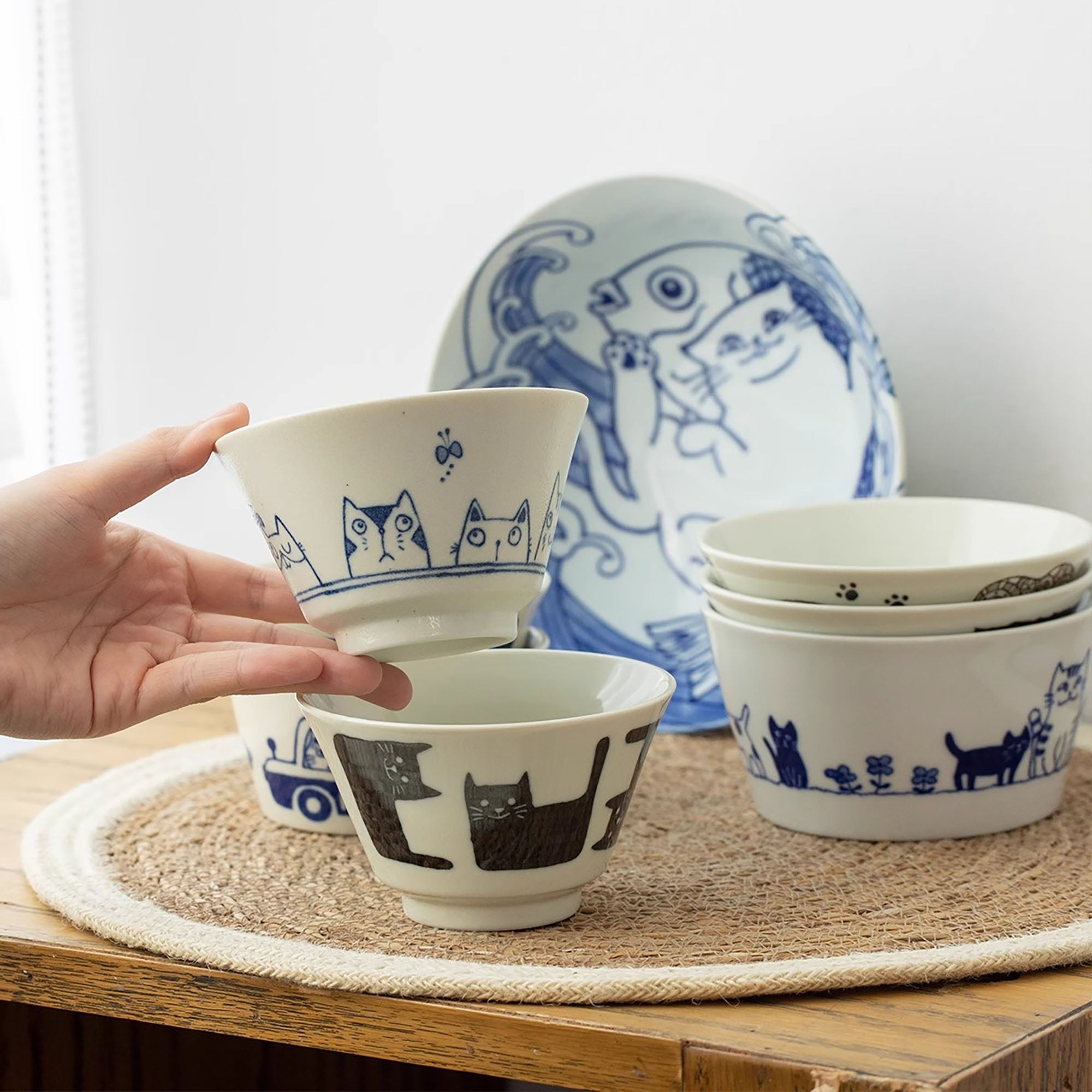 Vaisselle Minoyaki avec Motif "Journal de Vie des Chats"