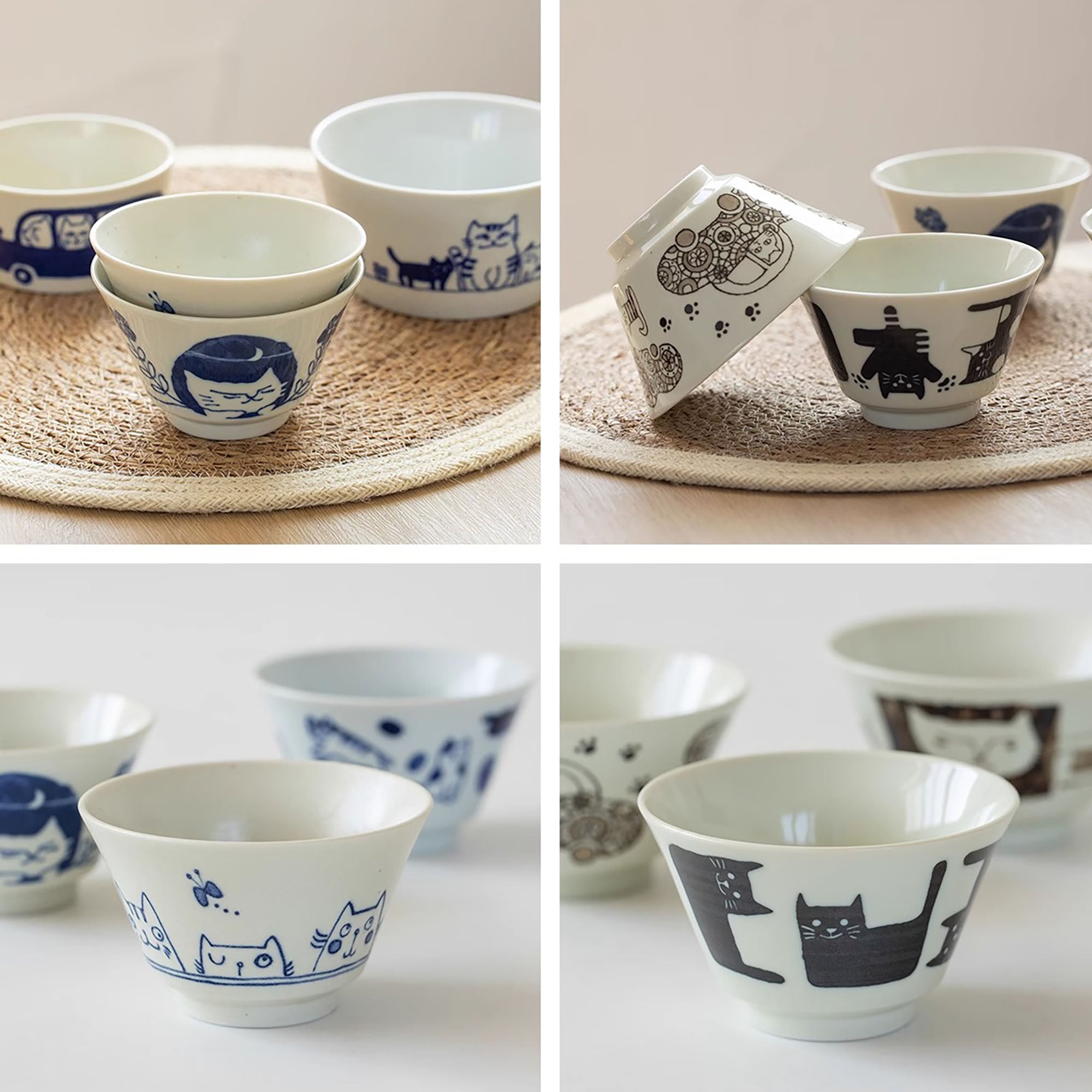 Vaisselle Minoyaki avec Motif "Journal de Vie des Chats"