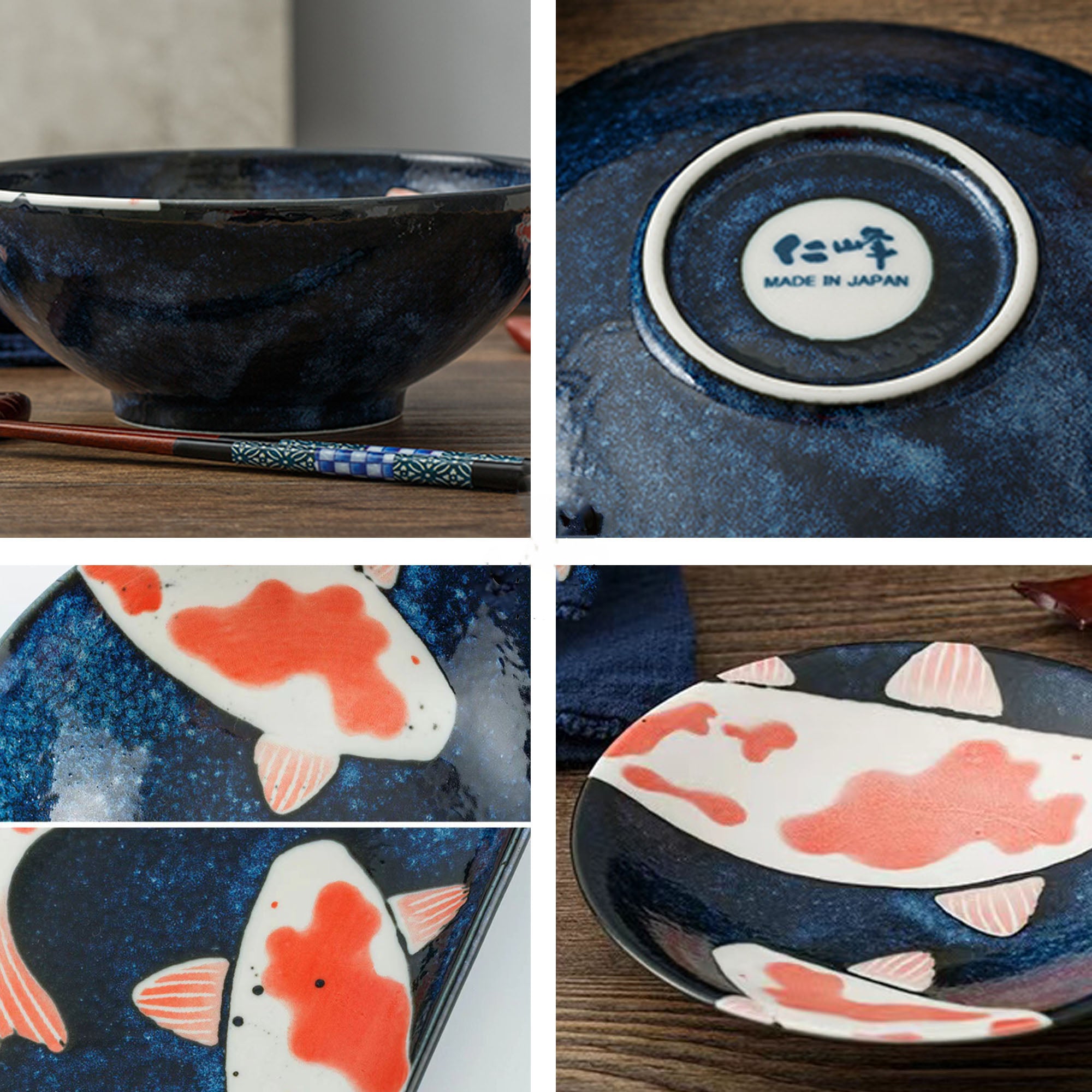 Assiette Minoyaki avec motif de Carpe rouge