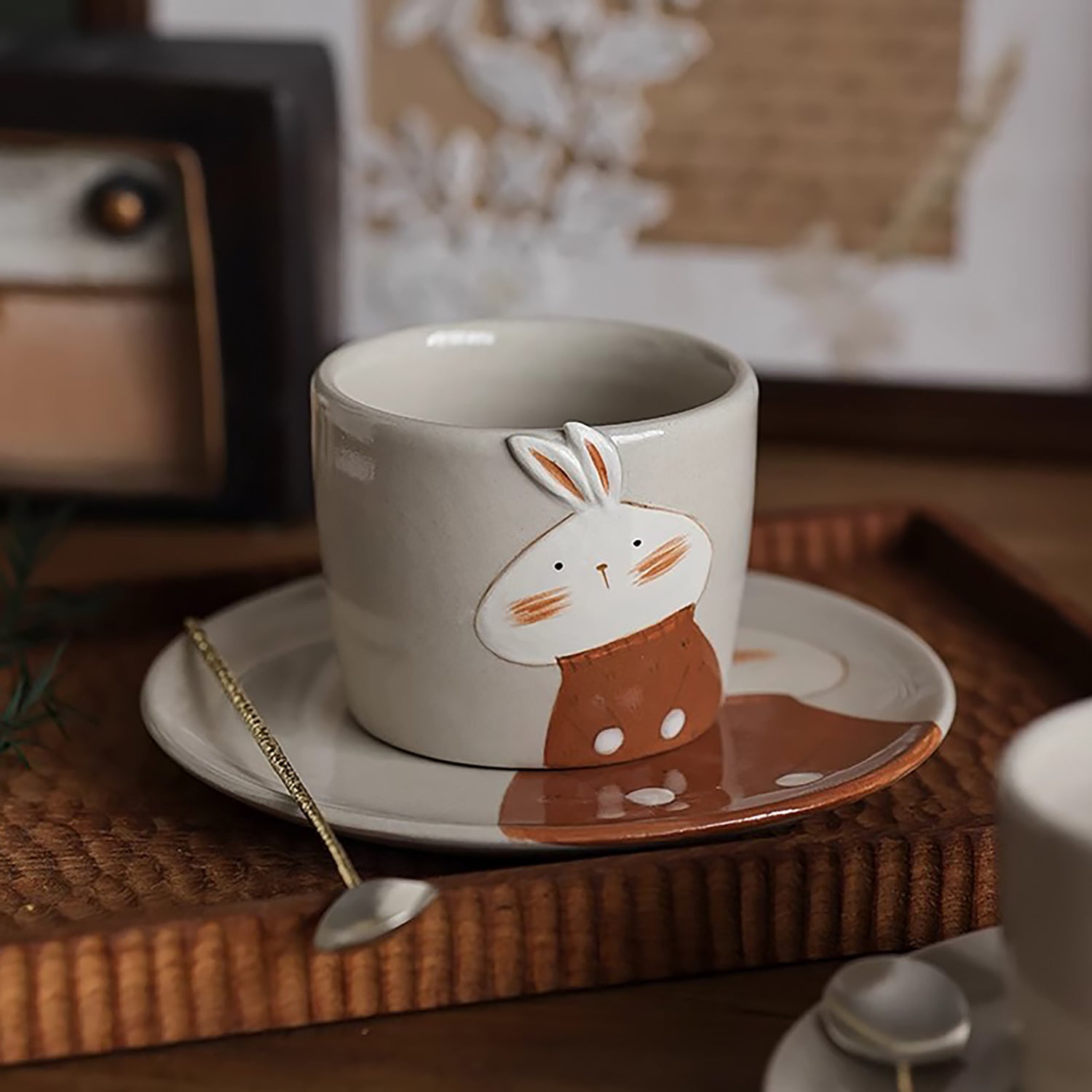 Tasse en céramique fait main Jingdezhen avec mignon lapin