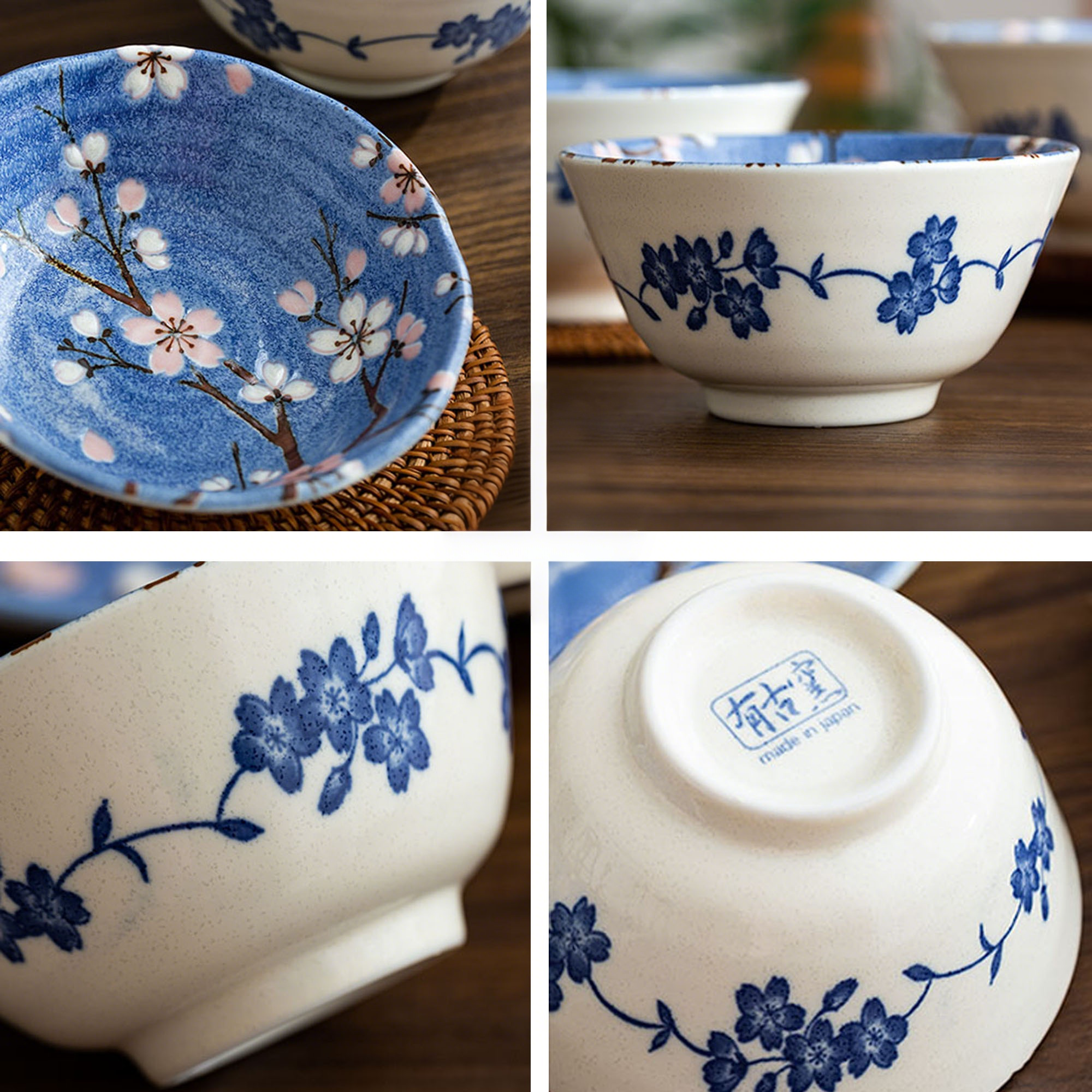 Blue cherry patterned tableware