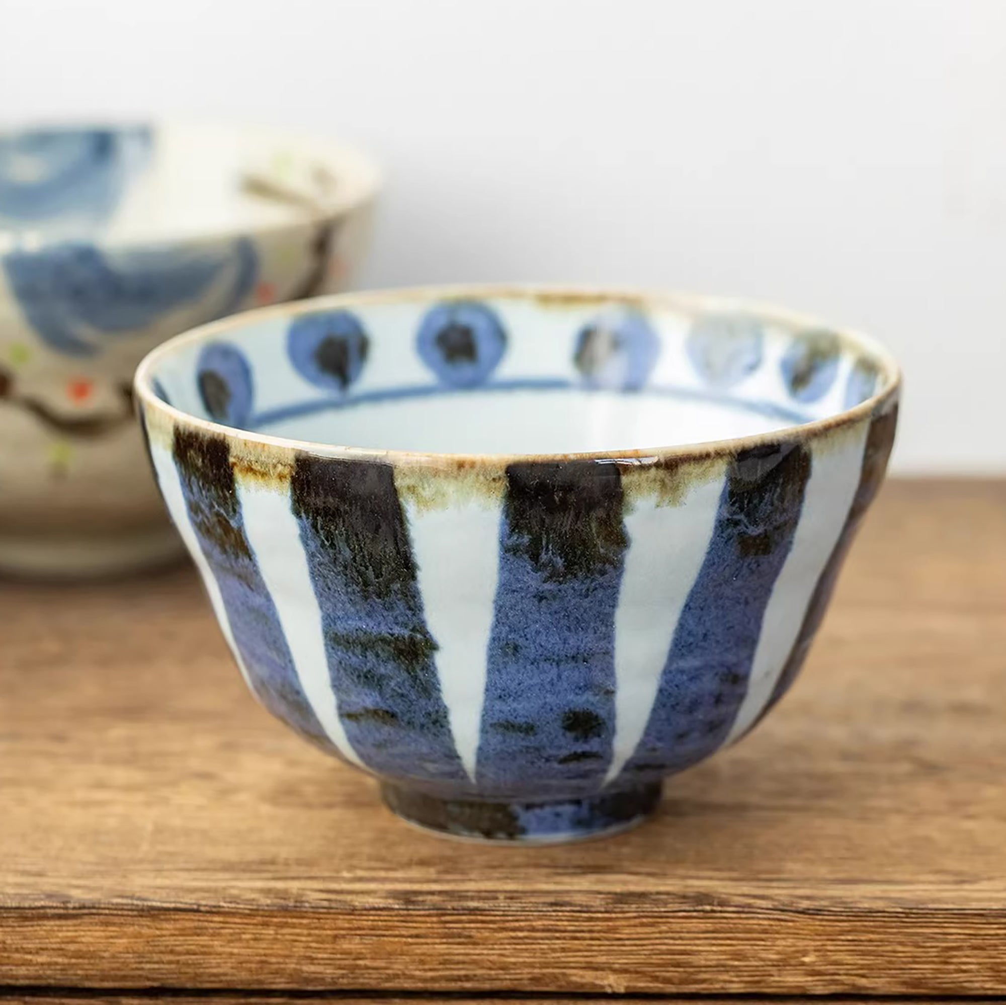 Bol en céramique Setoyaki motif vintage peint main