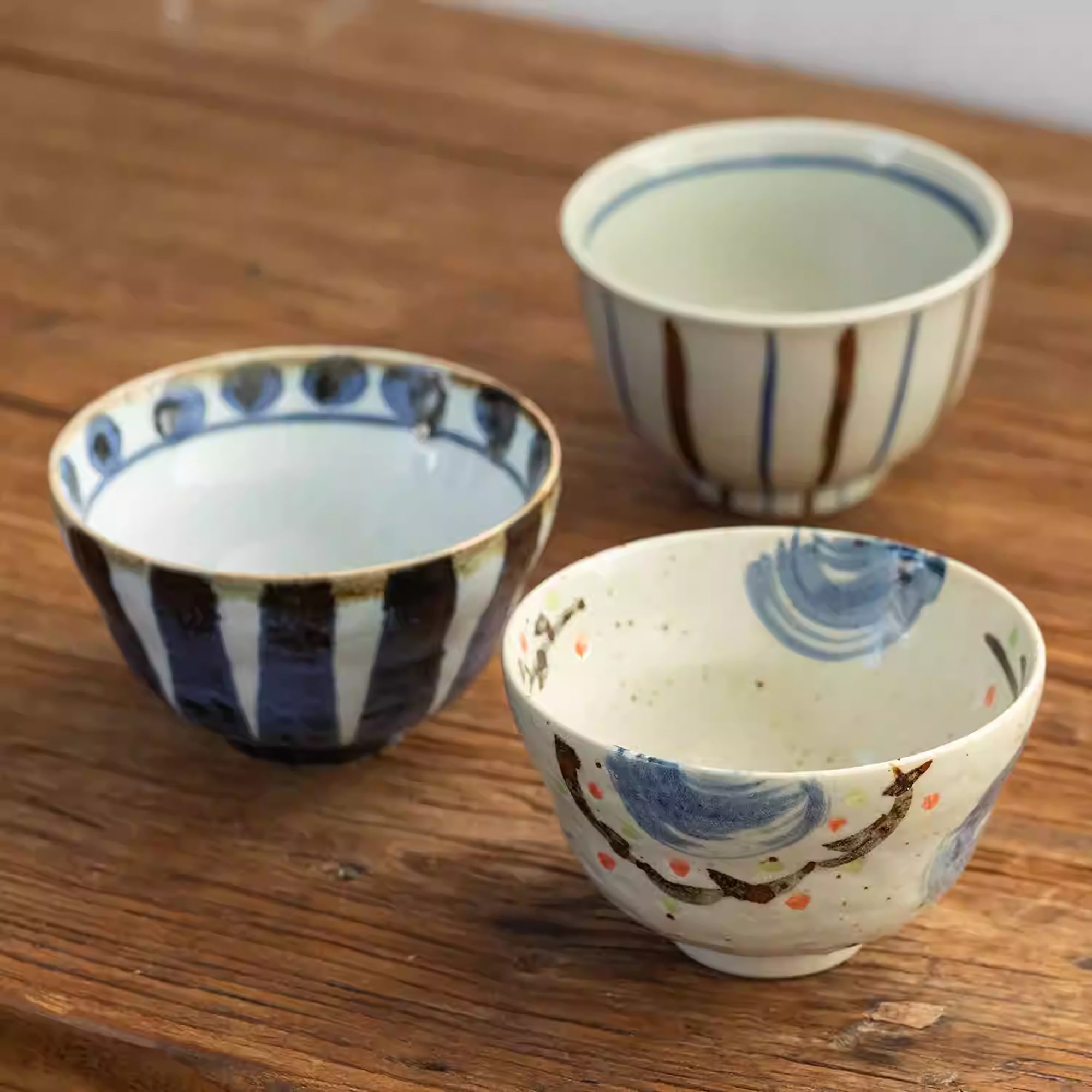 Bol en céramique Setoyaki motif vintage peint main