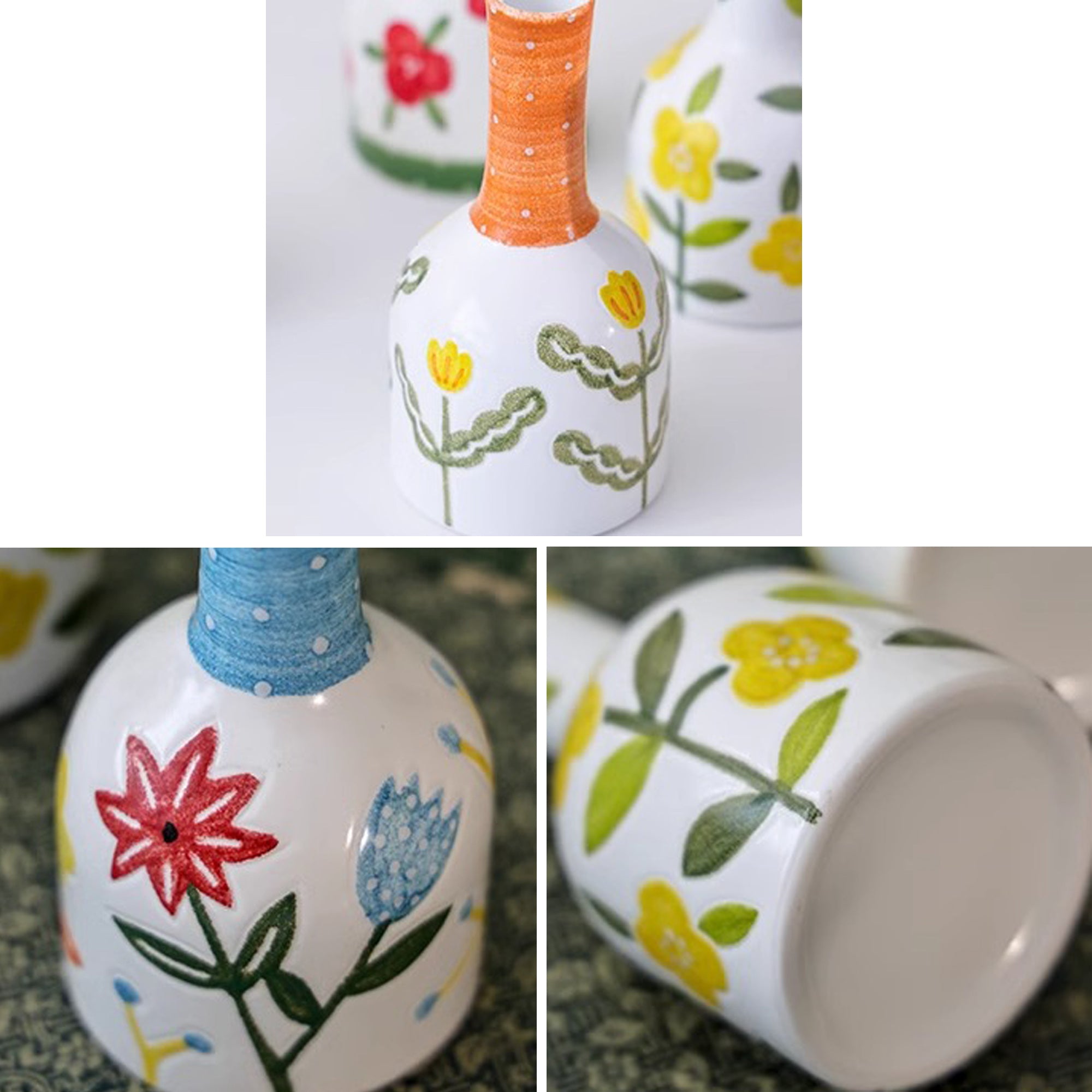 Vase en céramique fait main avec Motifs floraux