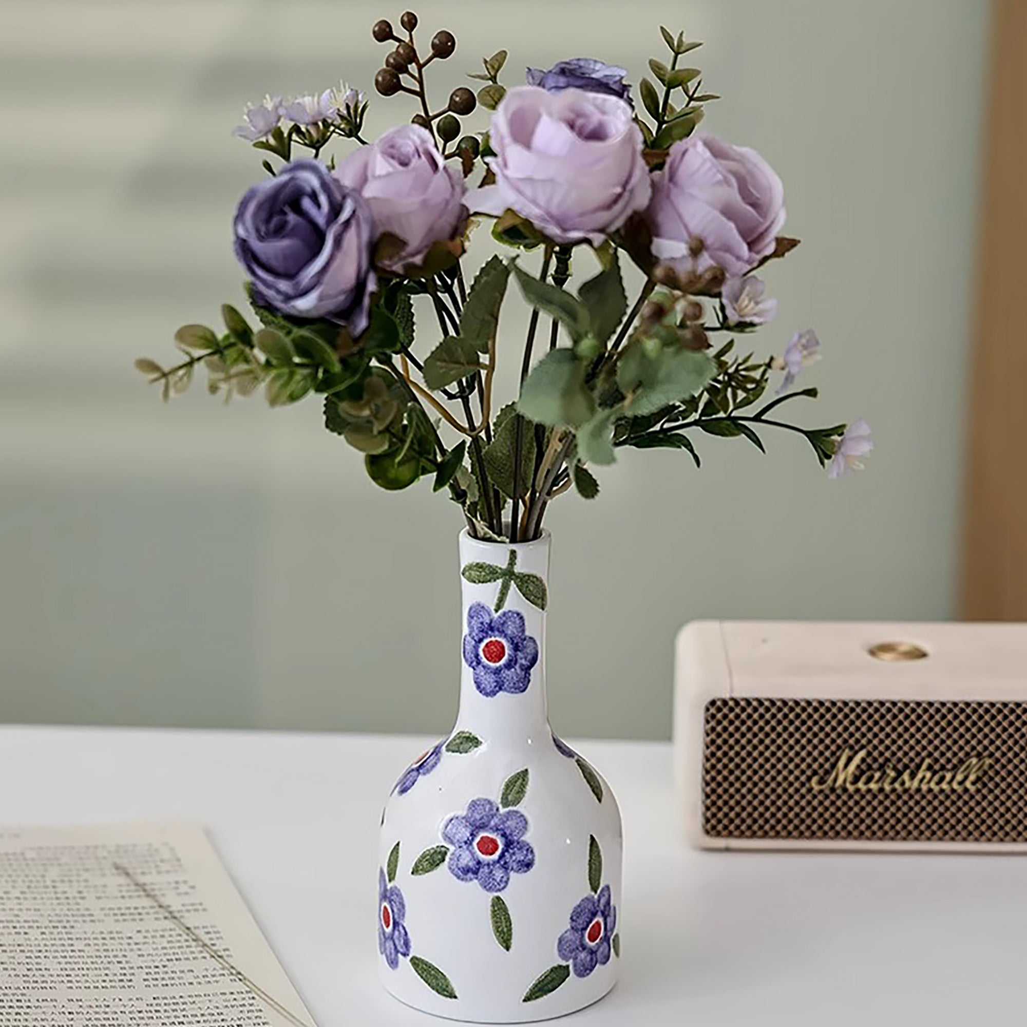 Vase en céramique fait main avec Motifs floraux