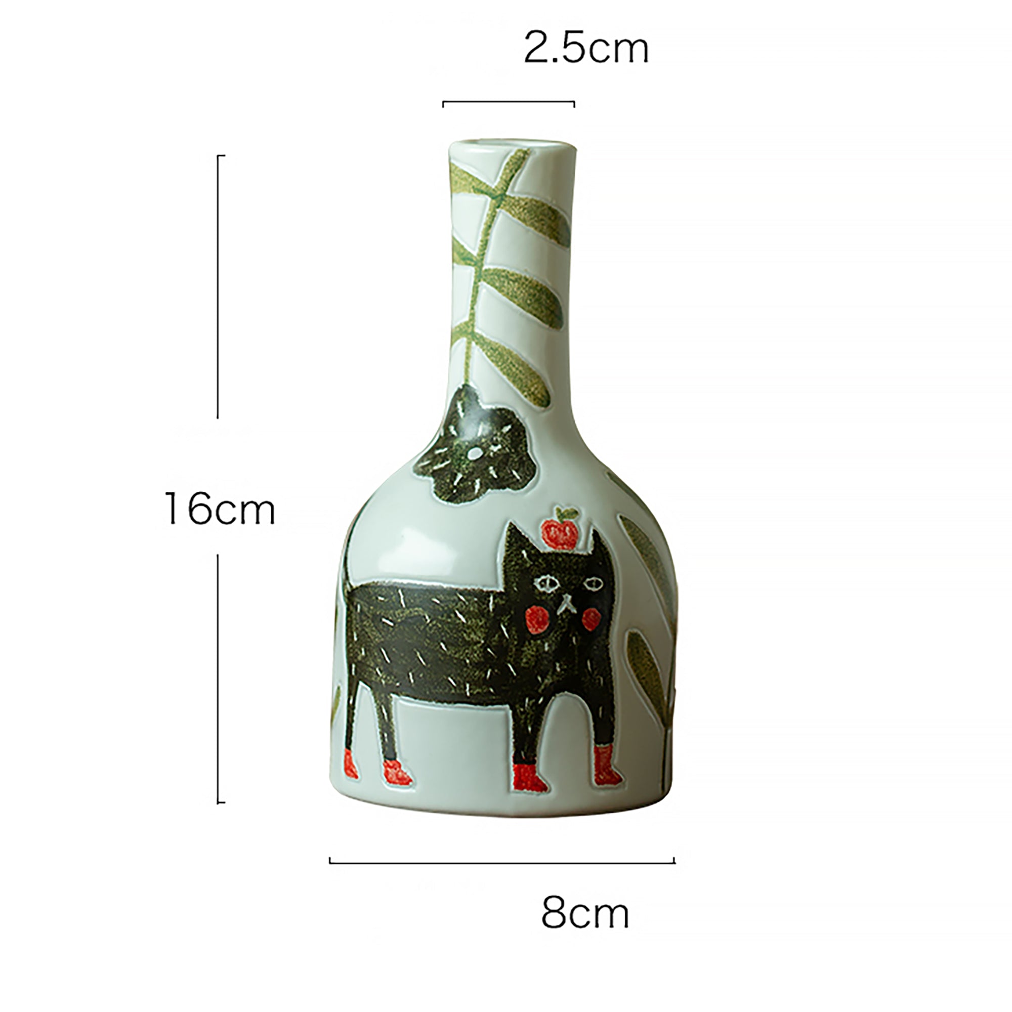 Vase en céramique avec motif chat noir