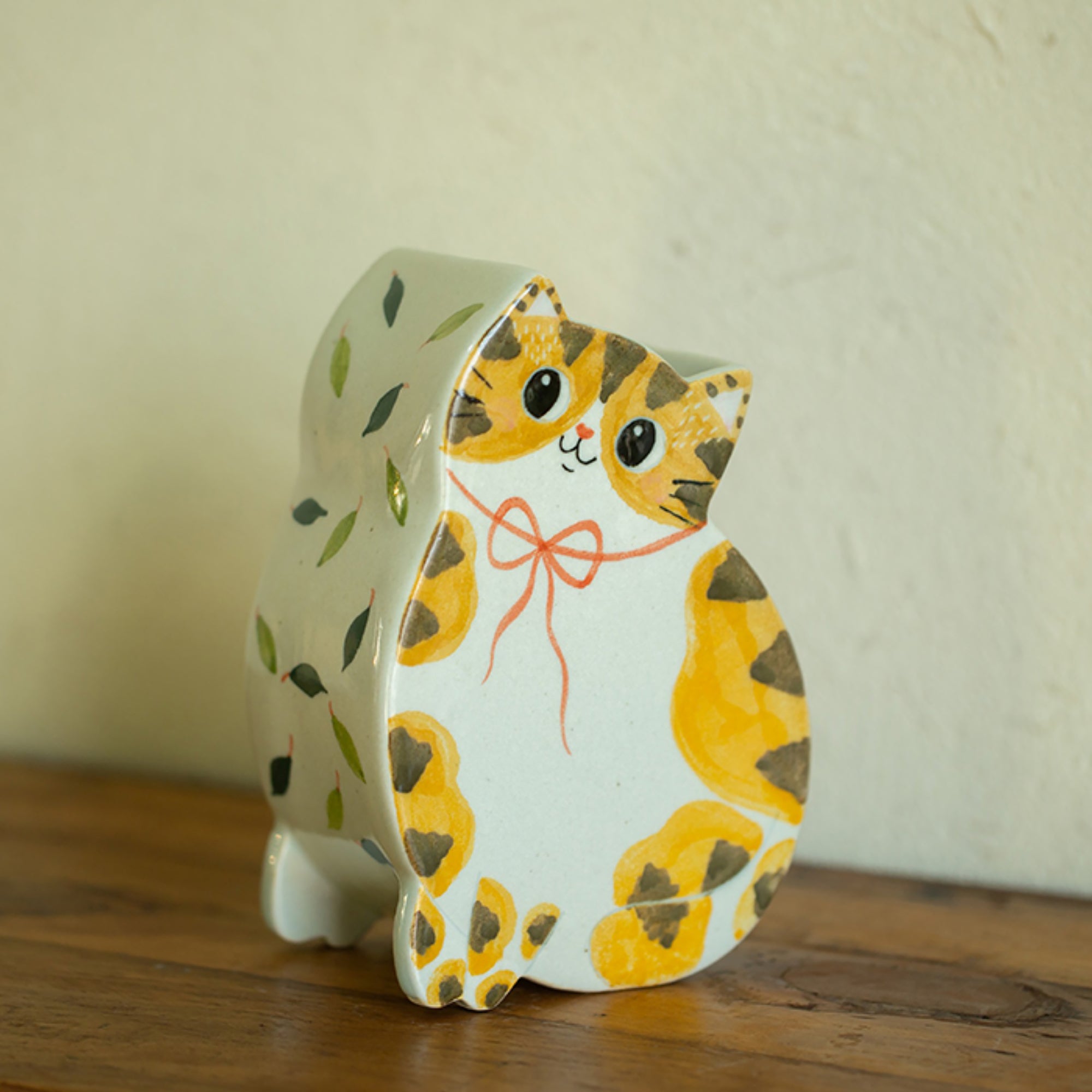 Vase chat céramique fait main décoratif