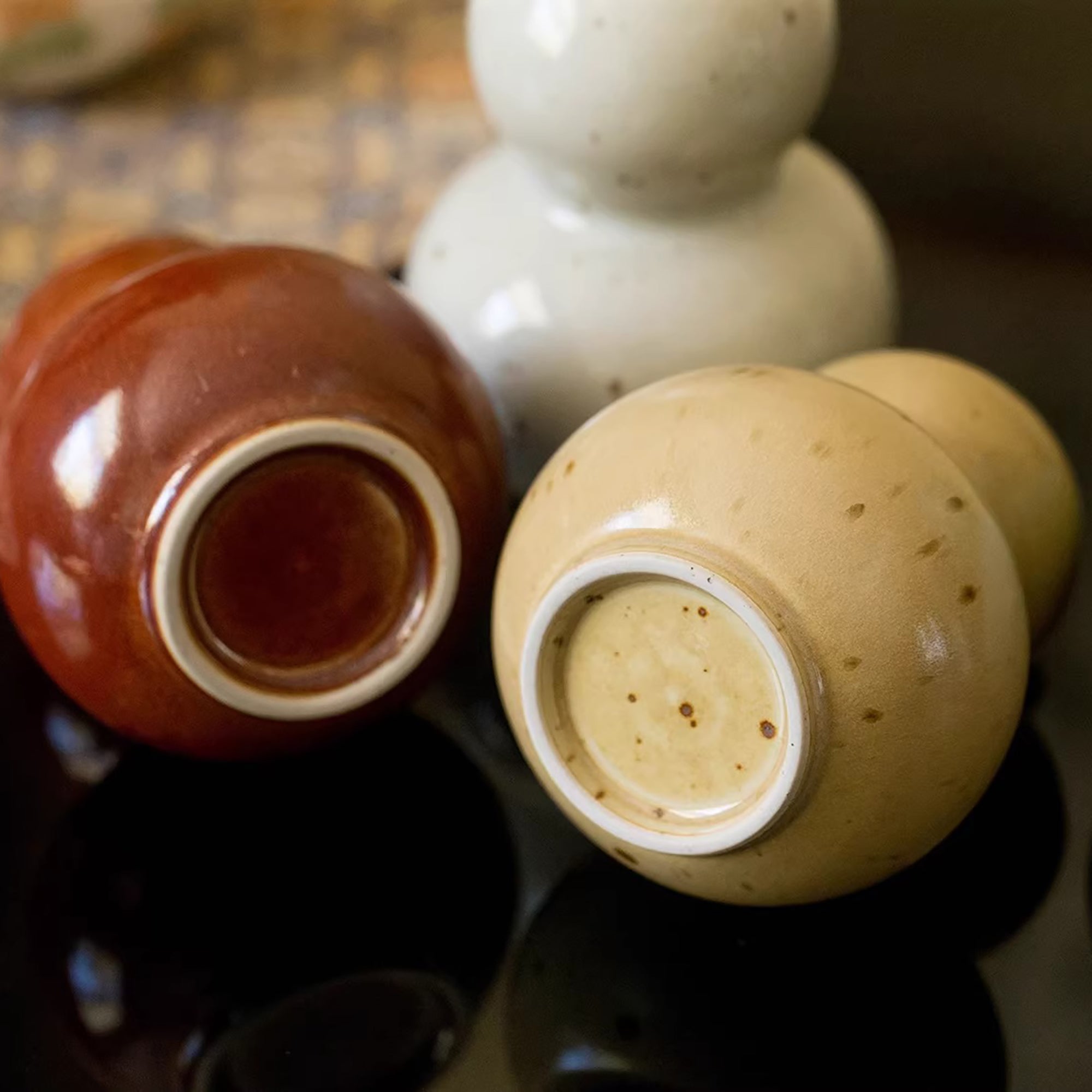 Petite Vase en céramique forme gourde brun rustique