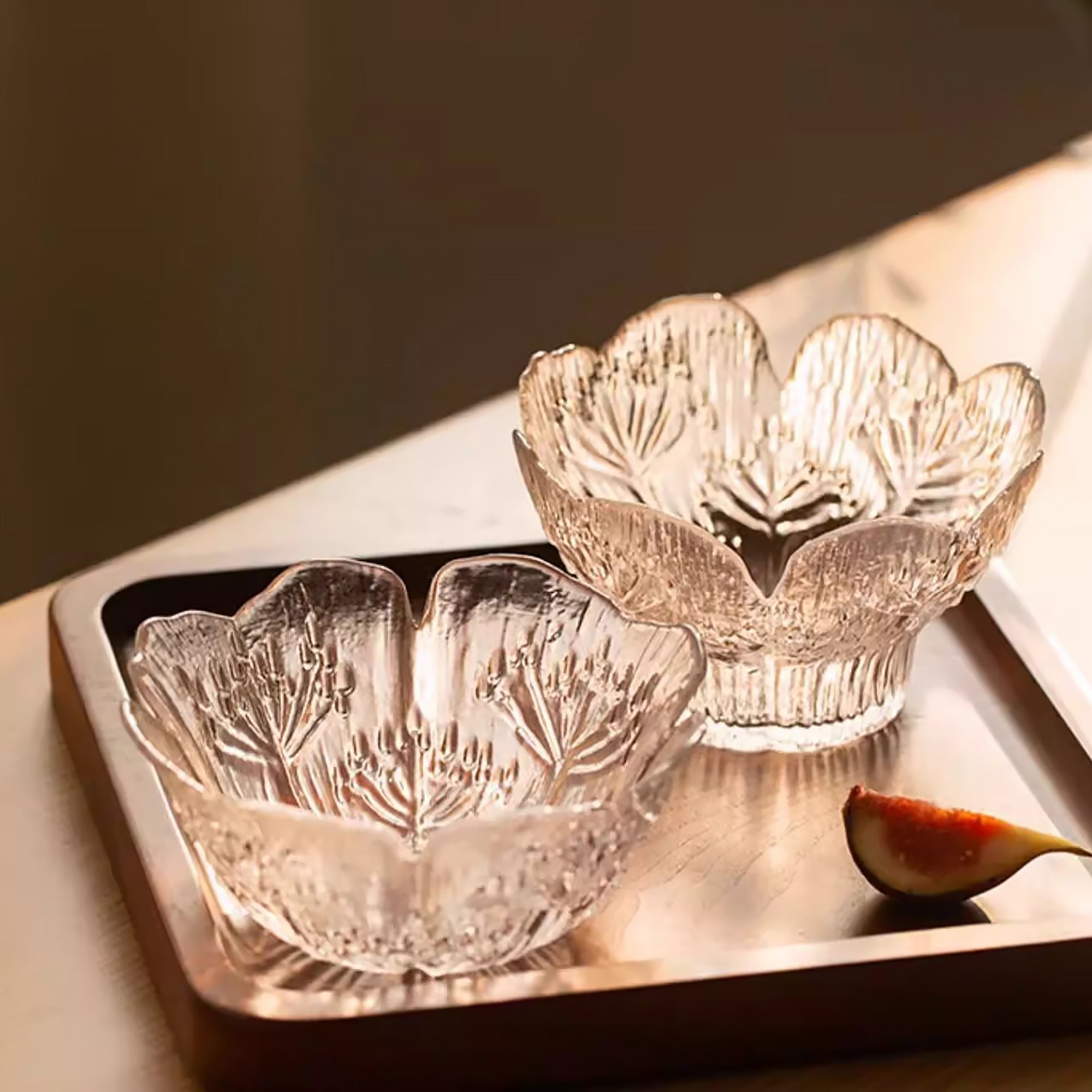 Bol en verre motif fleur bord irrégulier