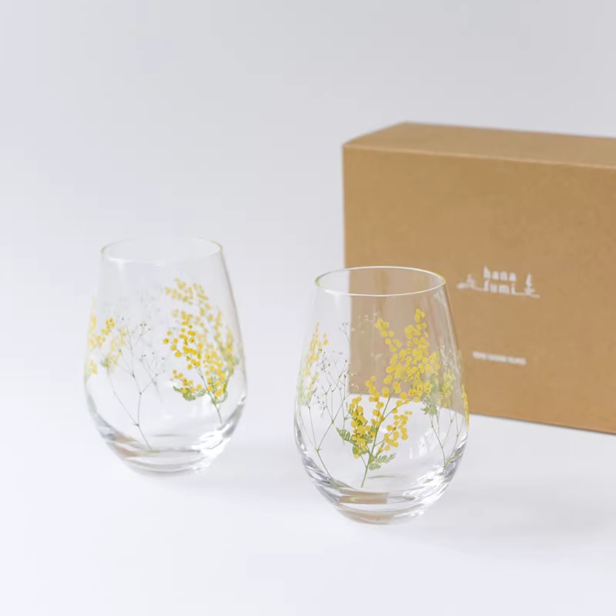 Verre Toyo-Sasaki motif mimosa et muguet