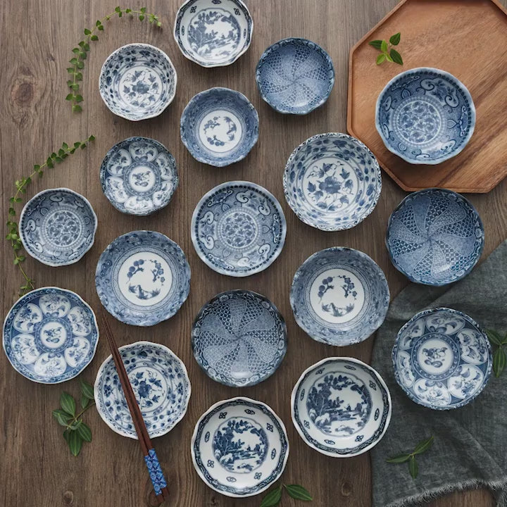 ASSIETTE CREUSE,Bleu-blanc japonais