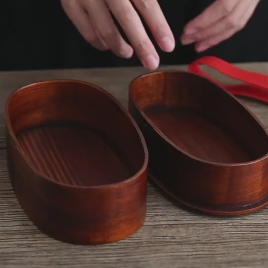 Boîte à bento deux couche artisanale en bois de cèdre style japonais