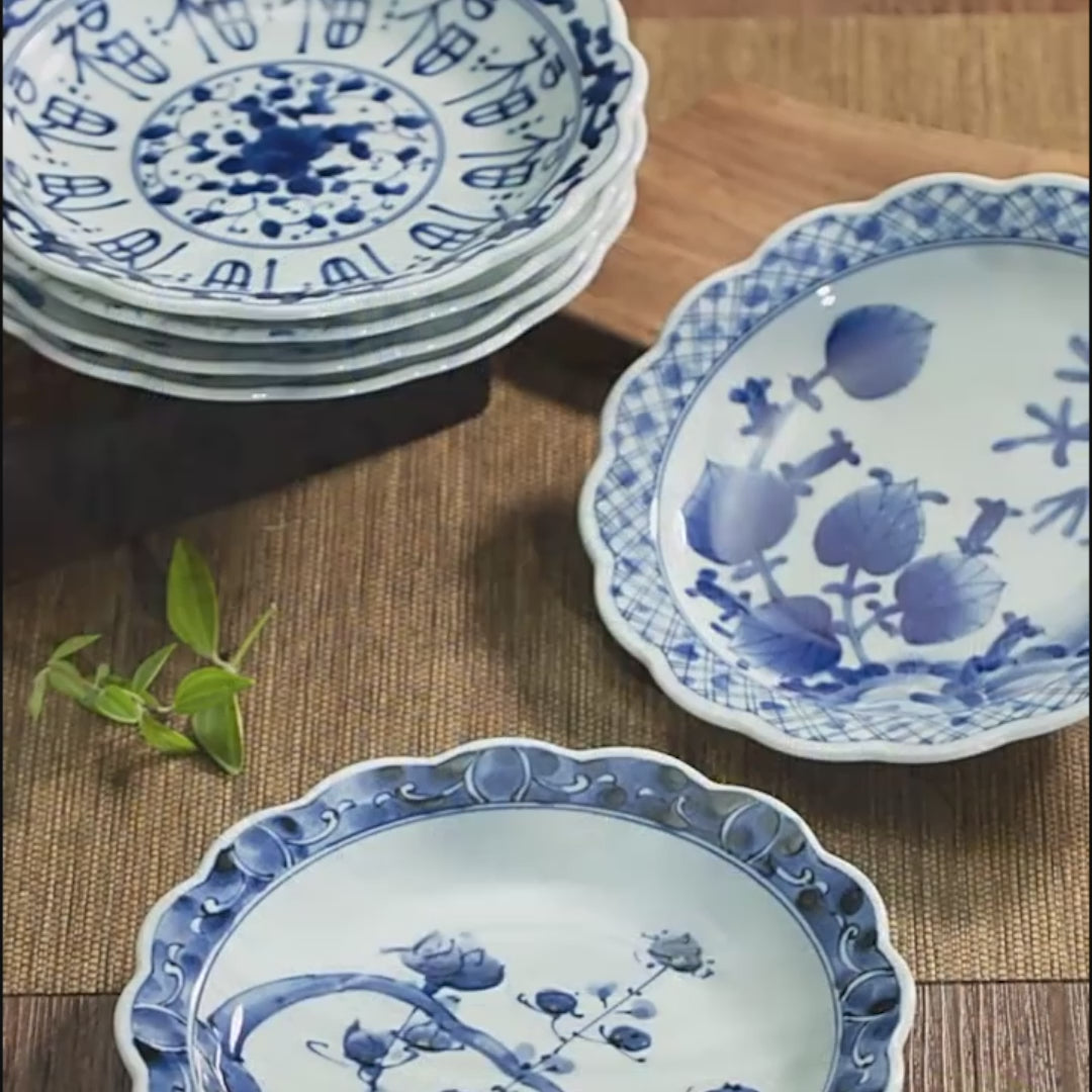 ASSIETTE ROND BLEU BLANC