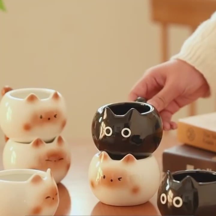 Mug en céramique en forme de chat