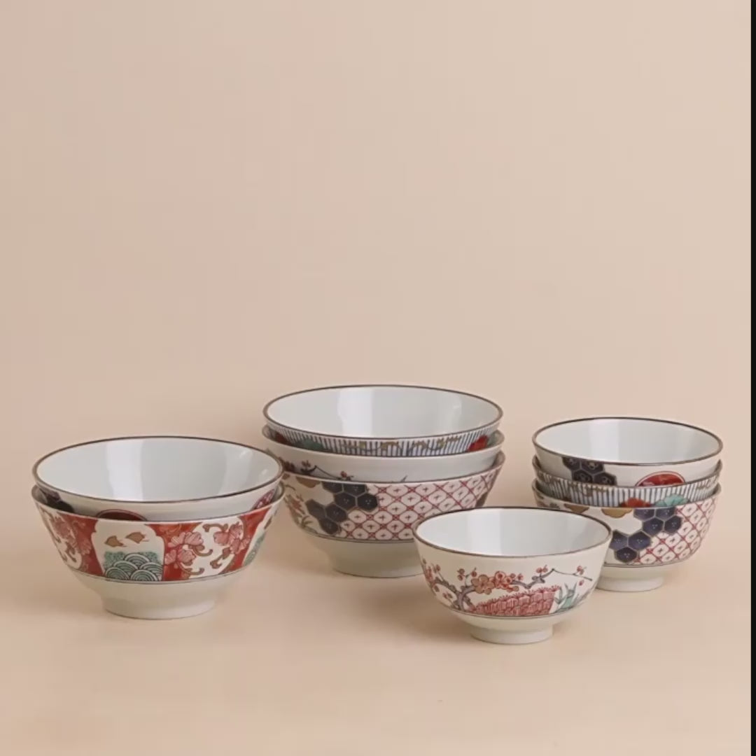 Bols japonais en céramique Mino-yaki avec Style Ko-Imari