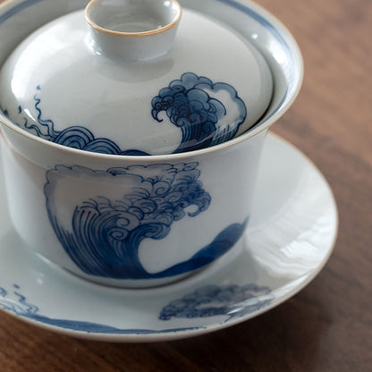 Ensemble de gai wan en porcelaine-Série &quot;Écoute de la mer&quot;