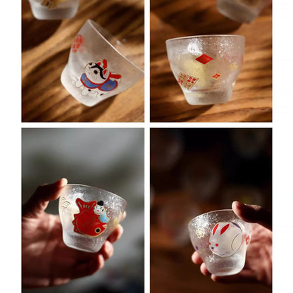 Verre à saké japonais en verre givré Aderia