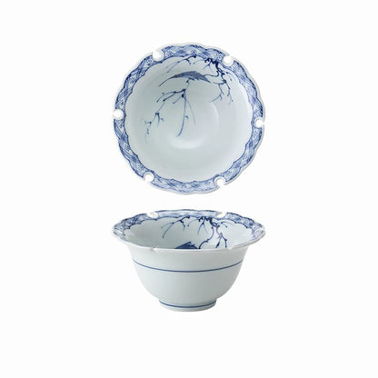 Vaisselle Hamato Arita-yaki bleu et blanc motif oiseau