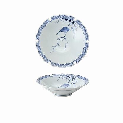 Vaisselle Hamato Arita-yaki bleu et blanc motif oiseau