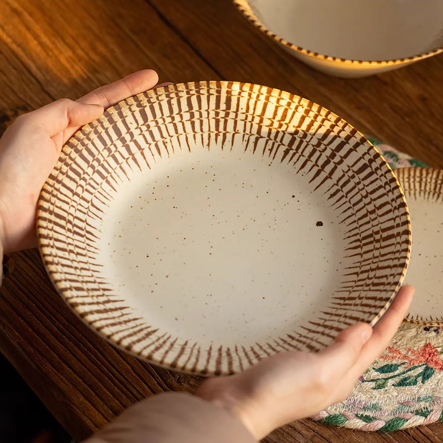 Vaisselle Minoyaki motif Tokusa peinte main