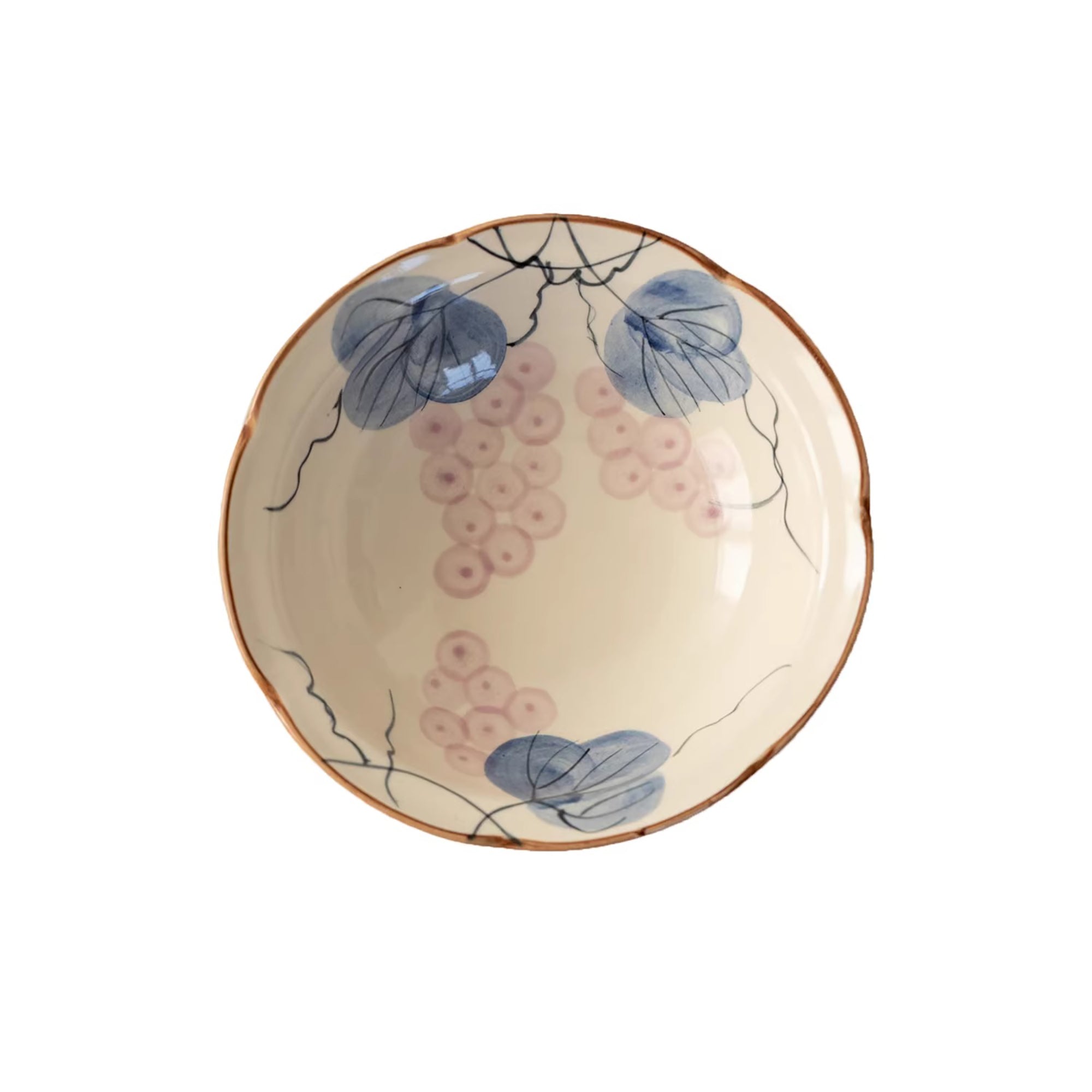 Assiette Minoyaki motif champêtre peinte à la main