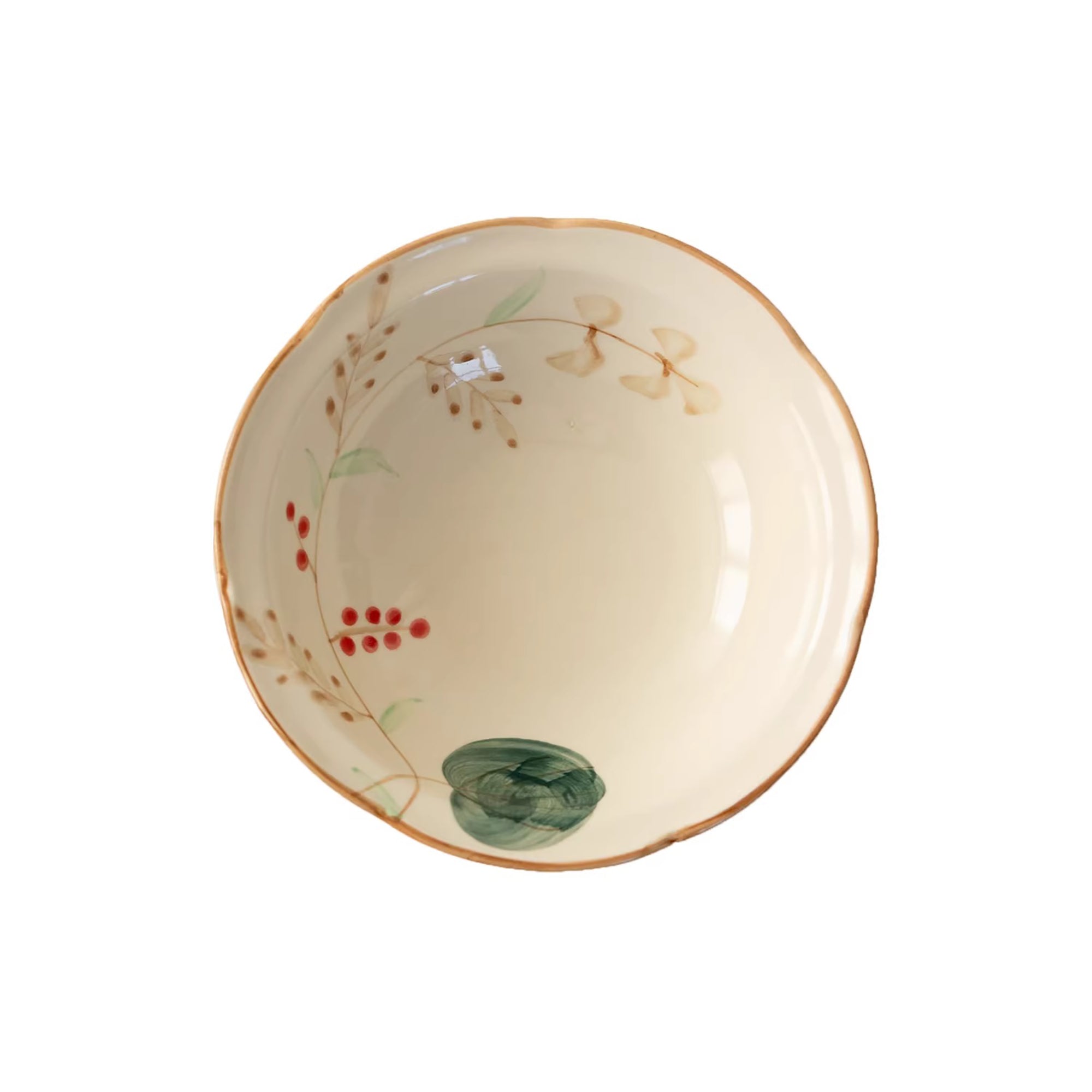 Assiette Minoyaki motif champêtre peinte à la main