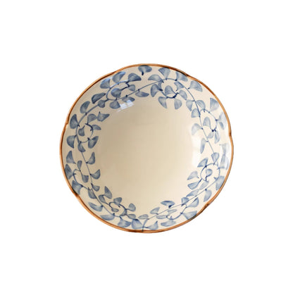 Assiette Minoyaki motif champêtre peinte à la main