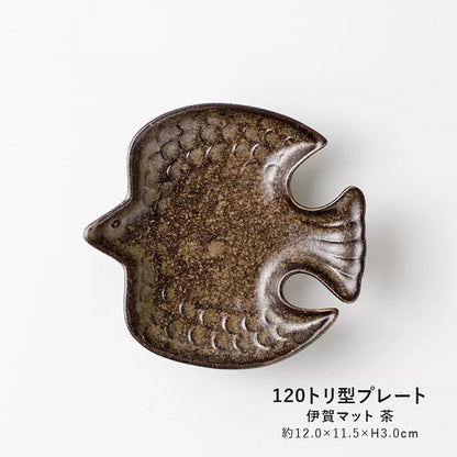 Assiette en céramique Mino-yaki forme oiseau