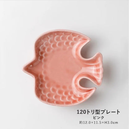 Assiette en céramique Mino-yaki forme oiseau