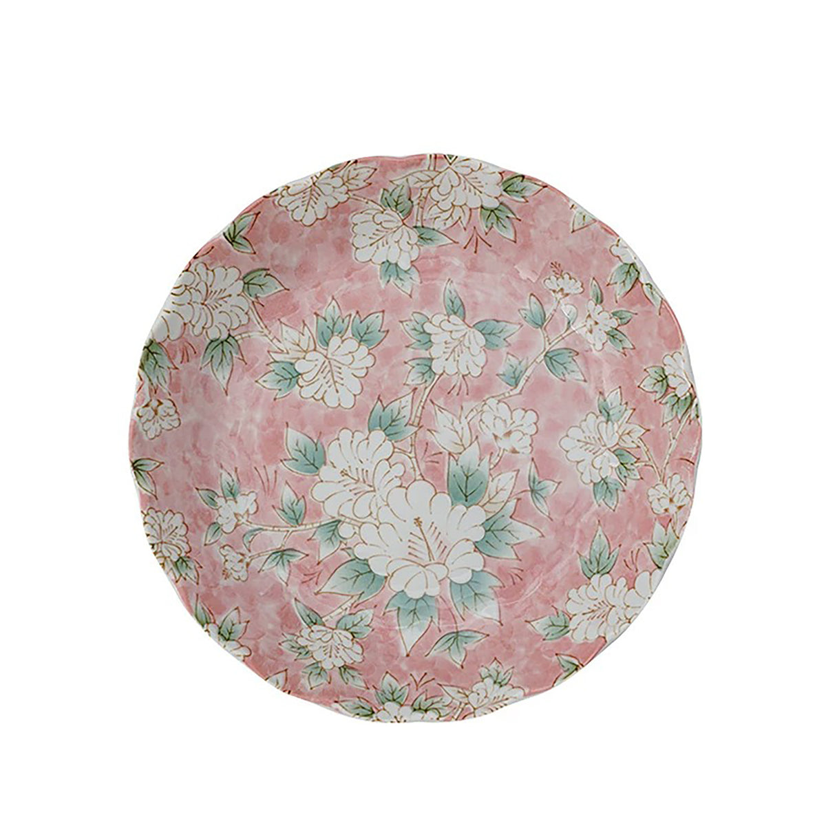 Mino-yaki ceramic plate with colorful floral patterns