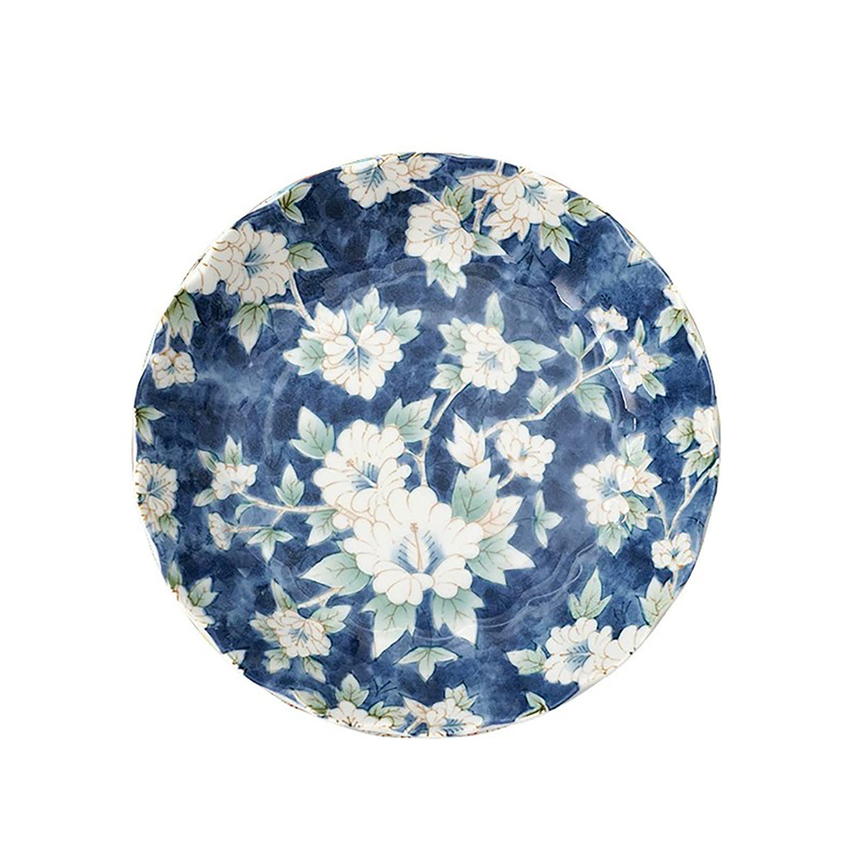 Mino-yaki ceramic plate with colorful floral patterns