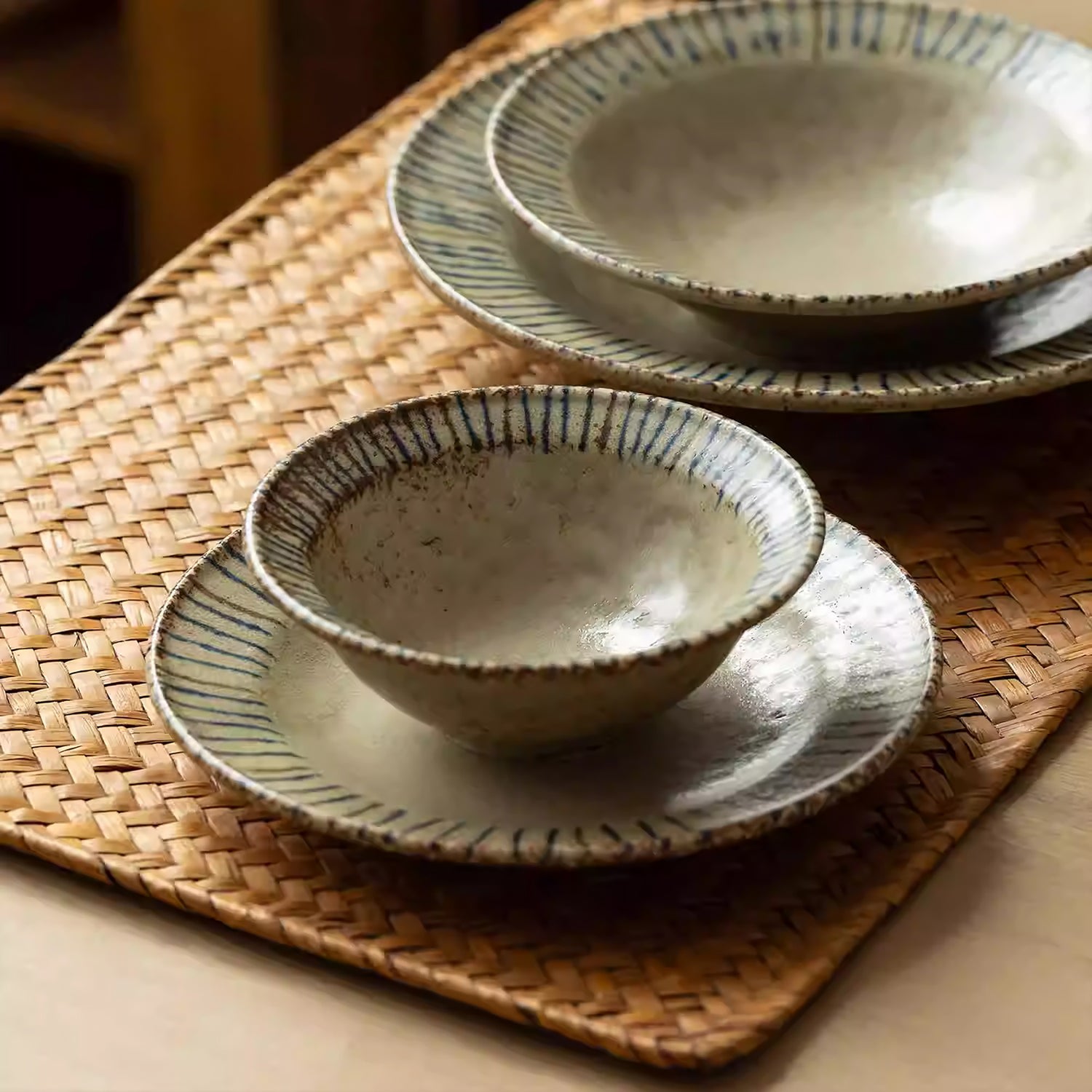 Vaisselle Mino-yaki motif “aiguilles de pin Tokusa”