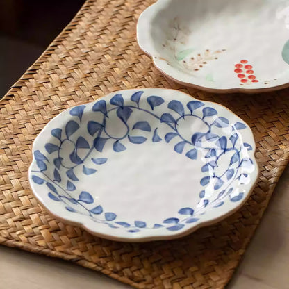 Assiette en céramique Minoyaki style fleurs japonaise